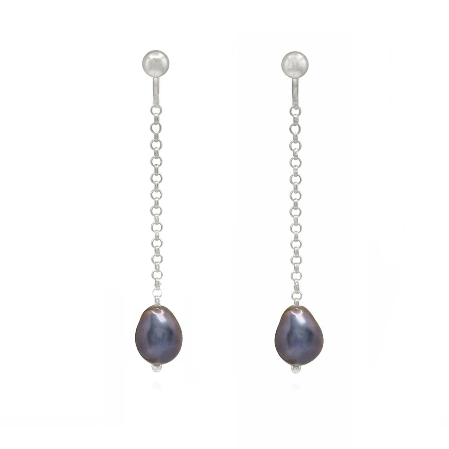 Ninemoo Women's Black / Silver Midnight Baroque Clips Earrings