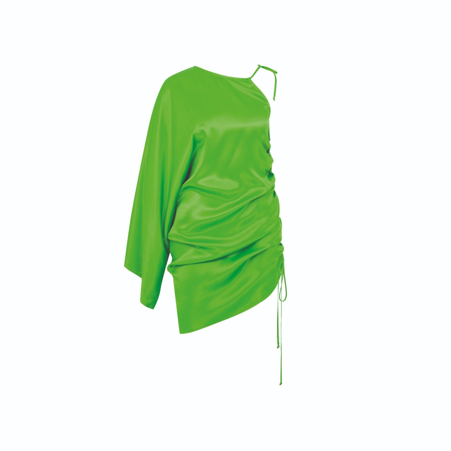 Nazli Ceren Rocha Asymmetric Mini Satin Dress In Jolly Green In Green