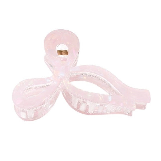 Gold Trip Women's Pink Pearlescent Blush Bow Claw Clip In Pink