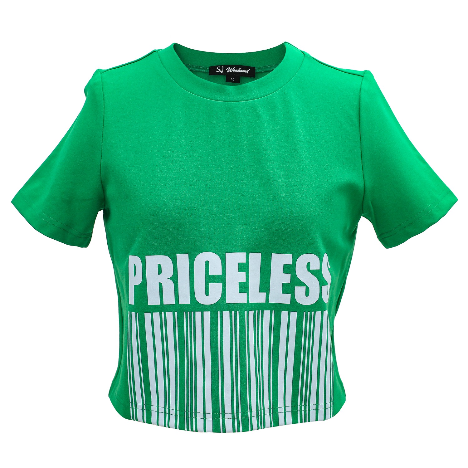 Women’s Typo Print Crop T-Shirt - Green Small Smart and Joy