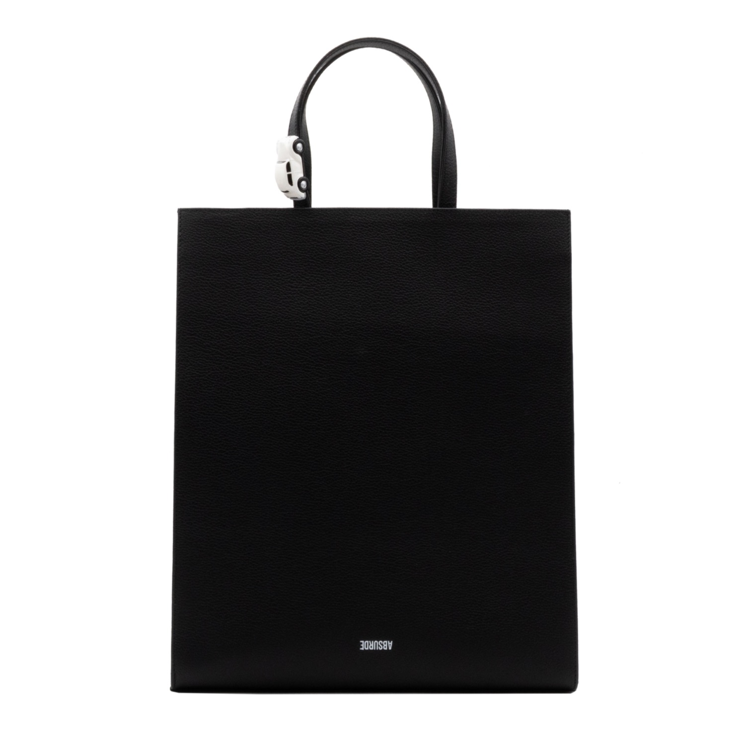 Absurde Men's Stop Big Tote Bag In Black Leather In Black