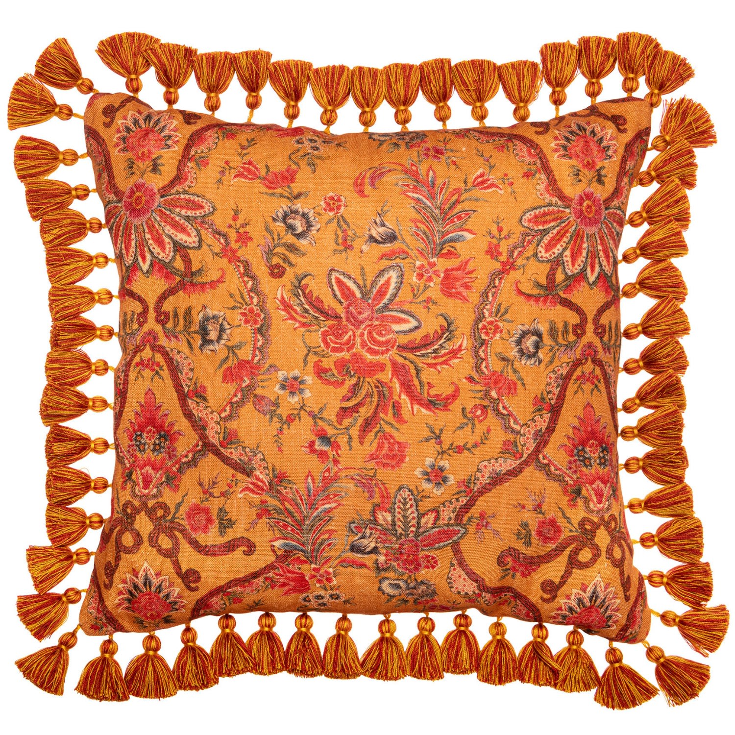 Yellow / Orange / Brown Woodstock Linen Square Cushion By Mindthegap