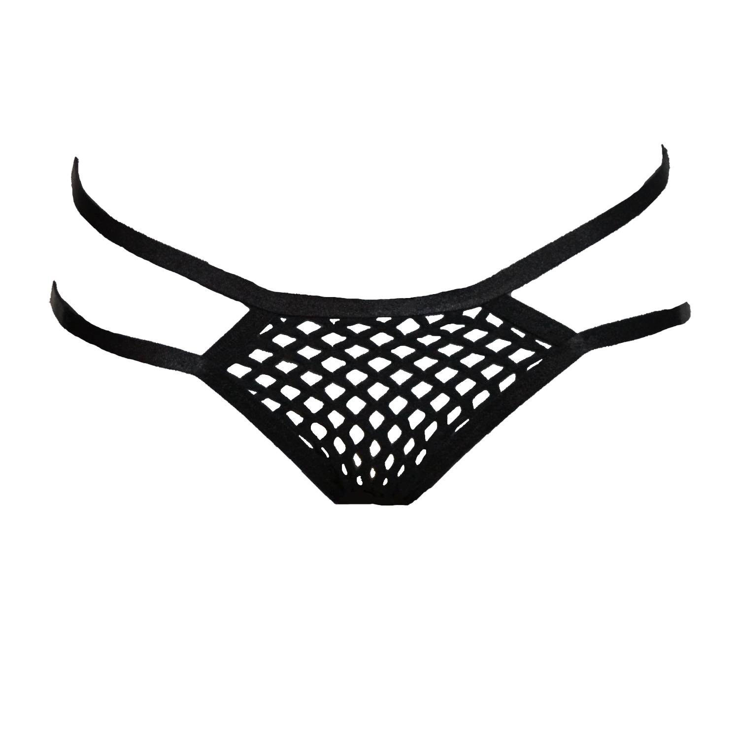 Hidden Beneath Women's Black Obsidian Cut-out Fishnet Brief In Black