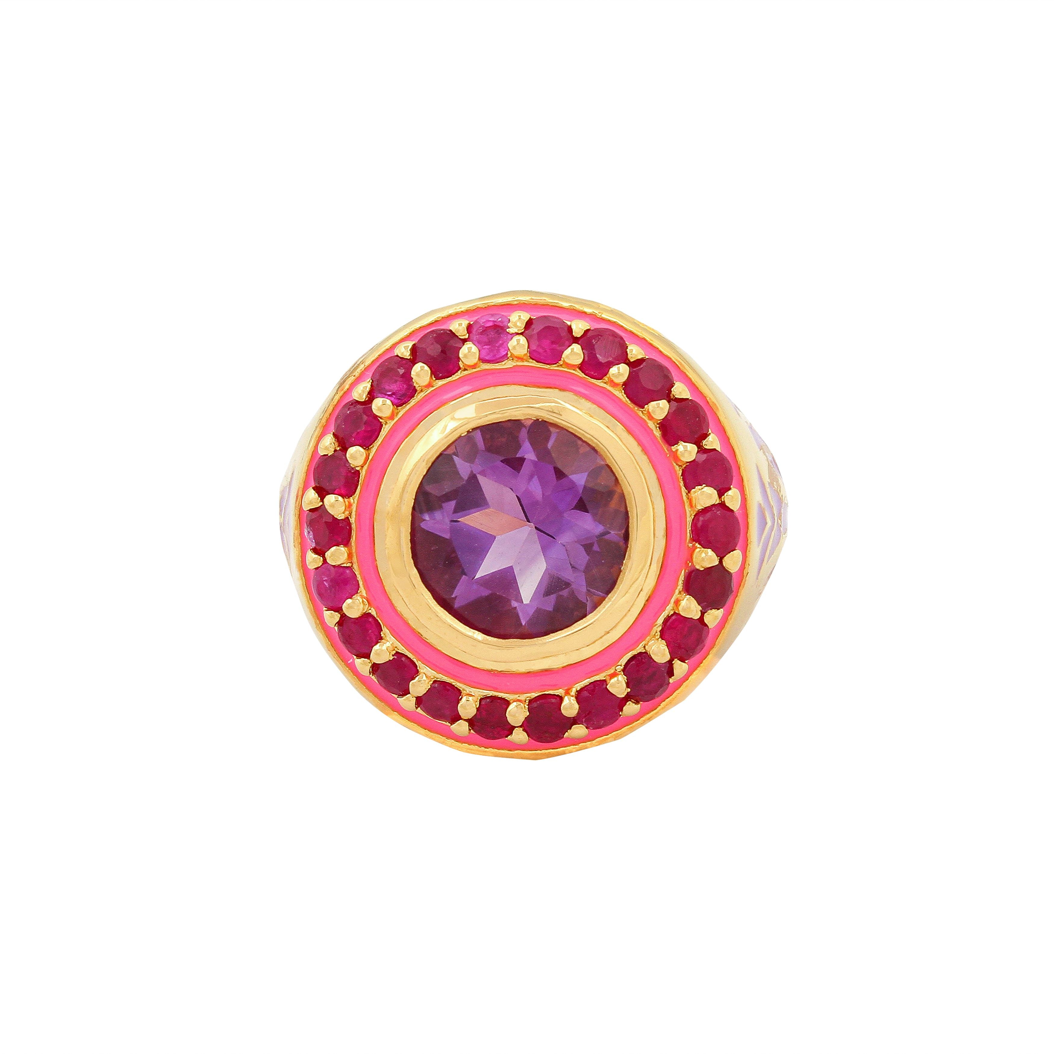 Women’s Pink / Purple Gold Vermeil Pink Ruby Firework Ring Après Youth