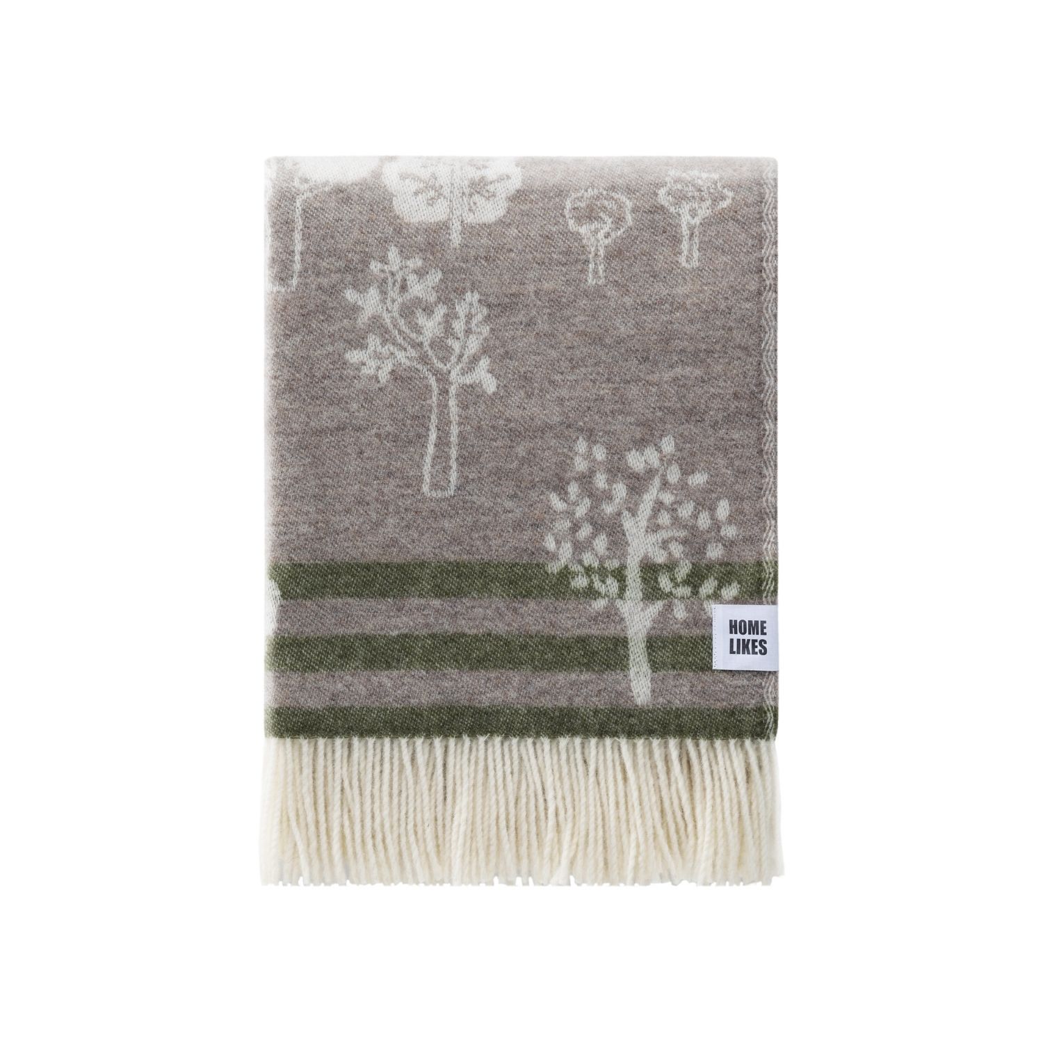 J.j.textile Brown / Green / White Woodland Wool Throw