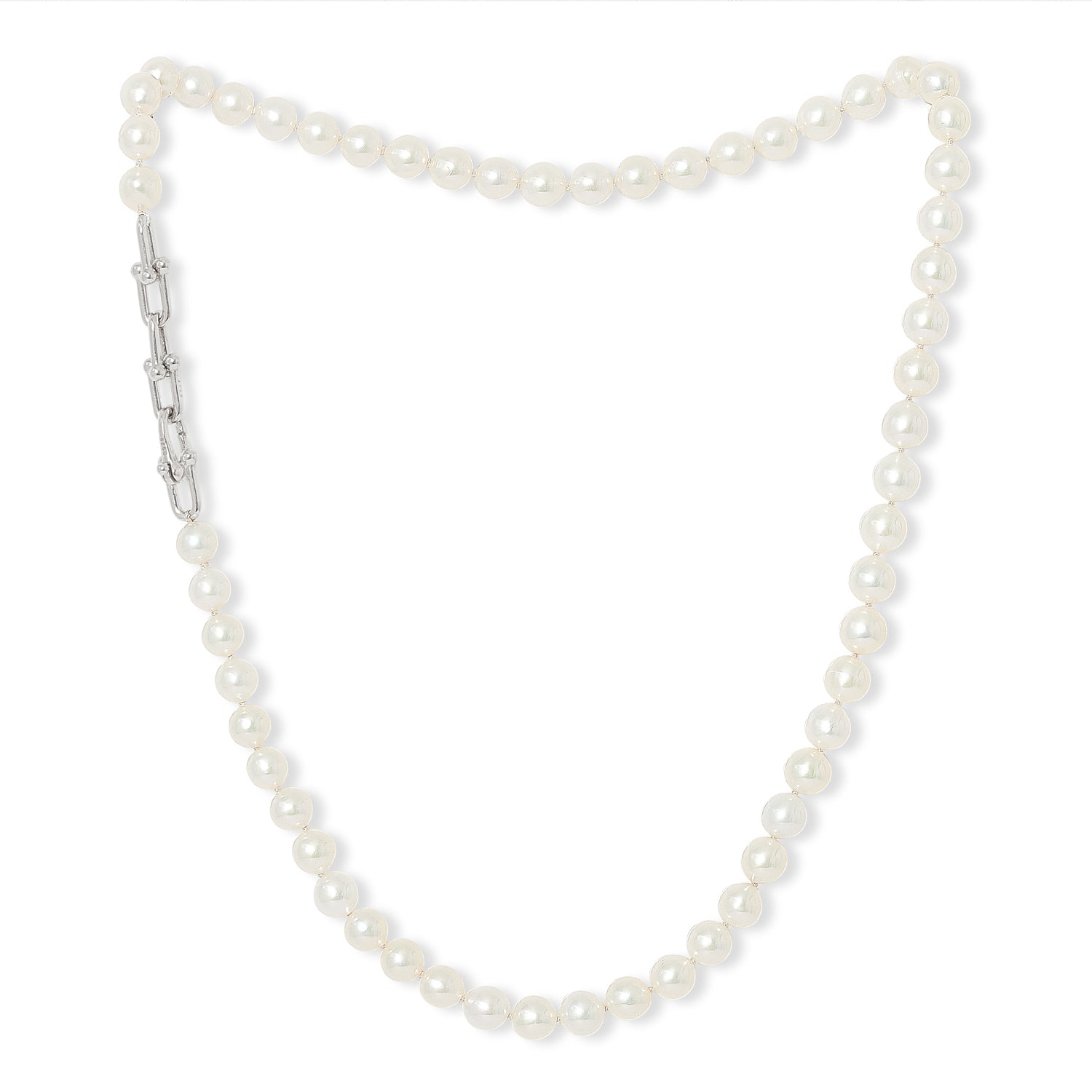 Women’s White / Silver Gratia Cultured Freshwater Pearl Necklace With Chunky Silver Chain Feature Pearls of the Orient Online