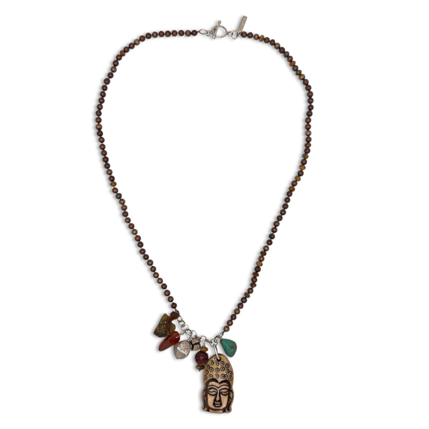 Jaredjamin Men's Brown Buddha Meanderings Beaded Necklace In Brown