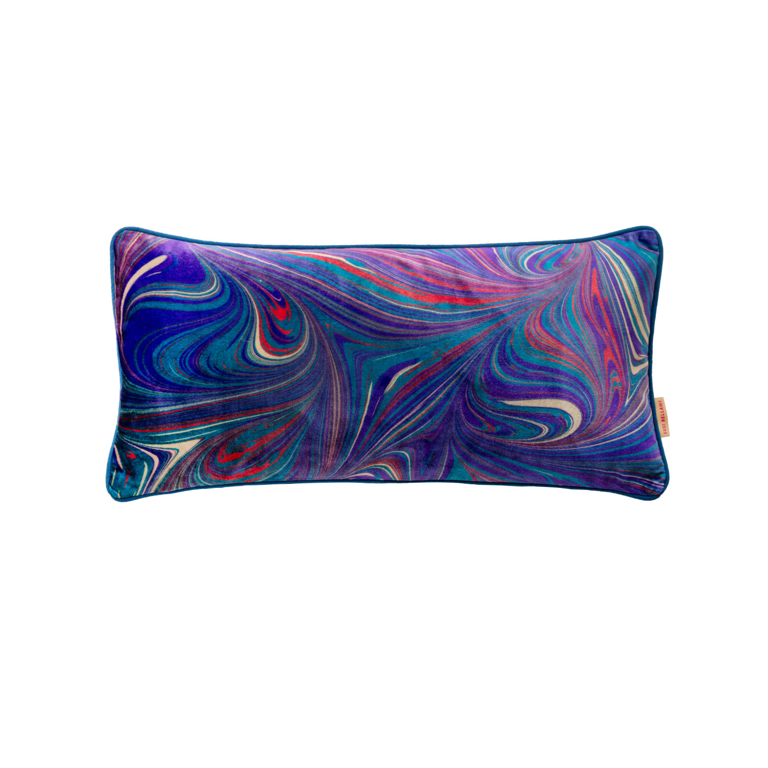 Blue / Red / Neutrals Blue Cosmos Oblong Velvet Cushion Susi Bellamy