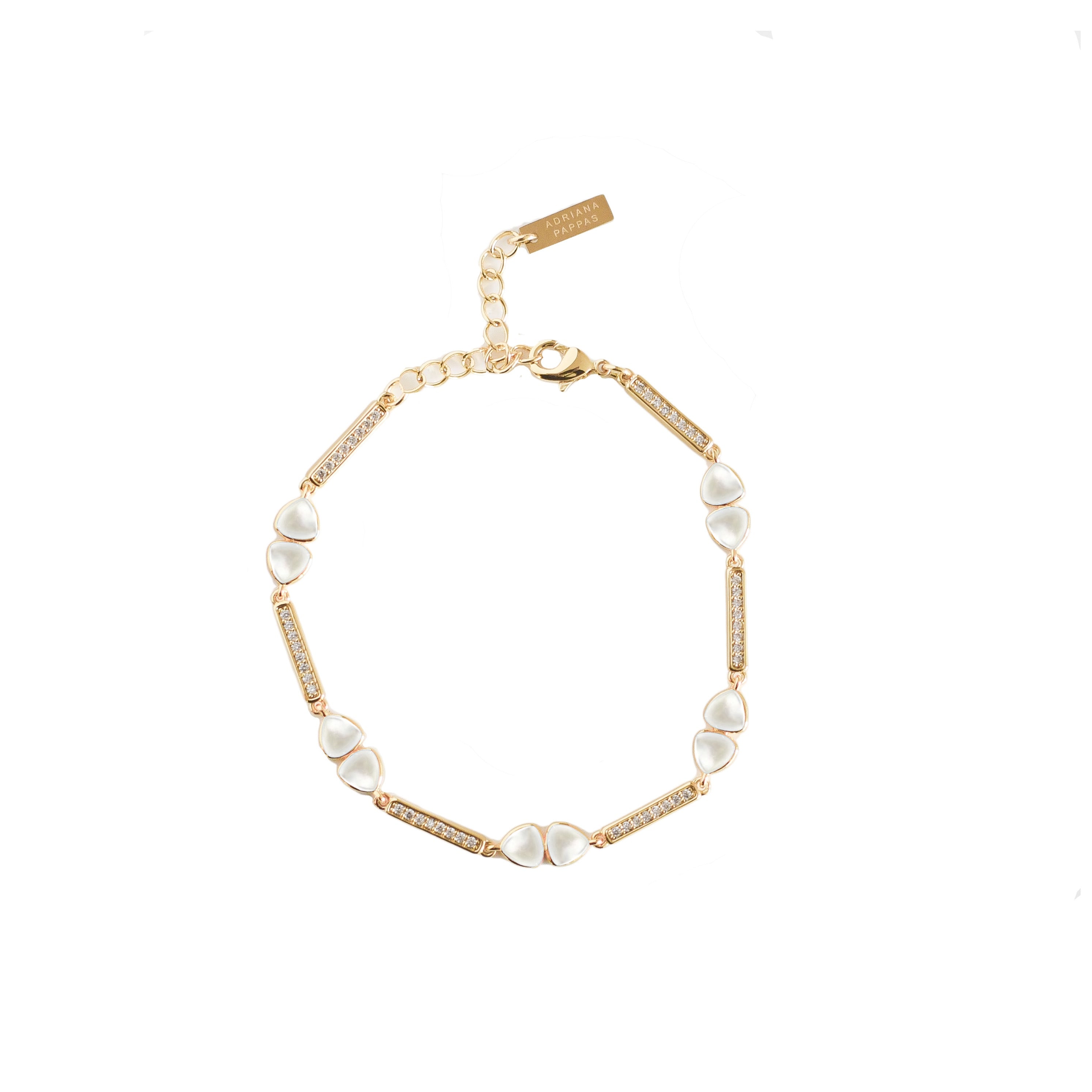 Adriana Pappas Designs Women's Gold / White Gemstone Links Bracelet - Mother Of Pearl In Multi