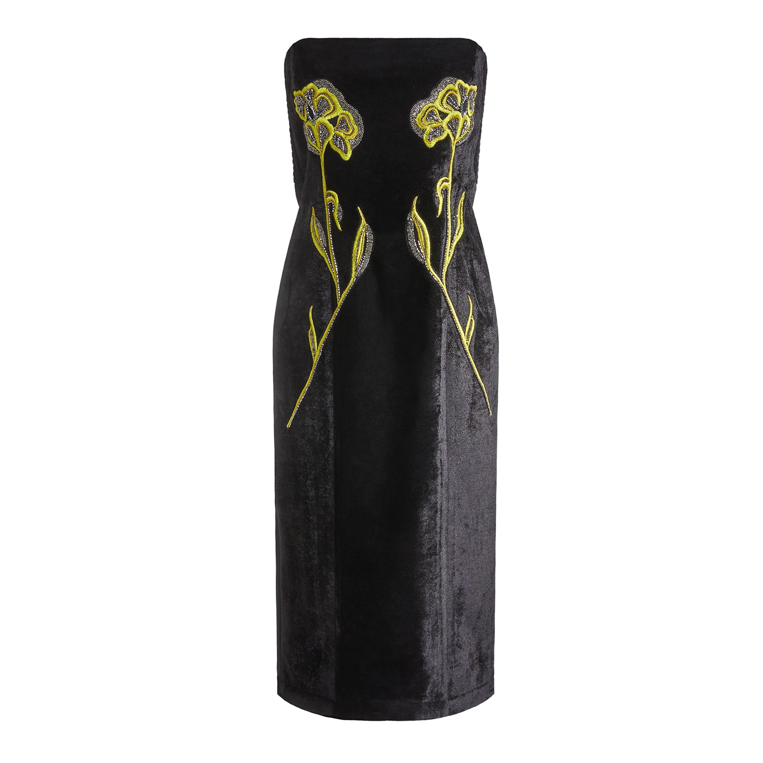 Women’s Black The Cami Embroidered Velvet Sleeveless Midi Pencil Dress Extra Small Hope and Ivy