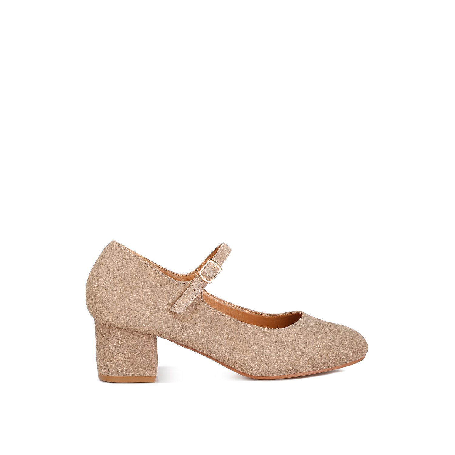 Women’s Neutrals Dallin Suede Block Heel Mary Janes In Sand 7 Uk Rag & Co.