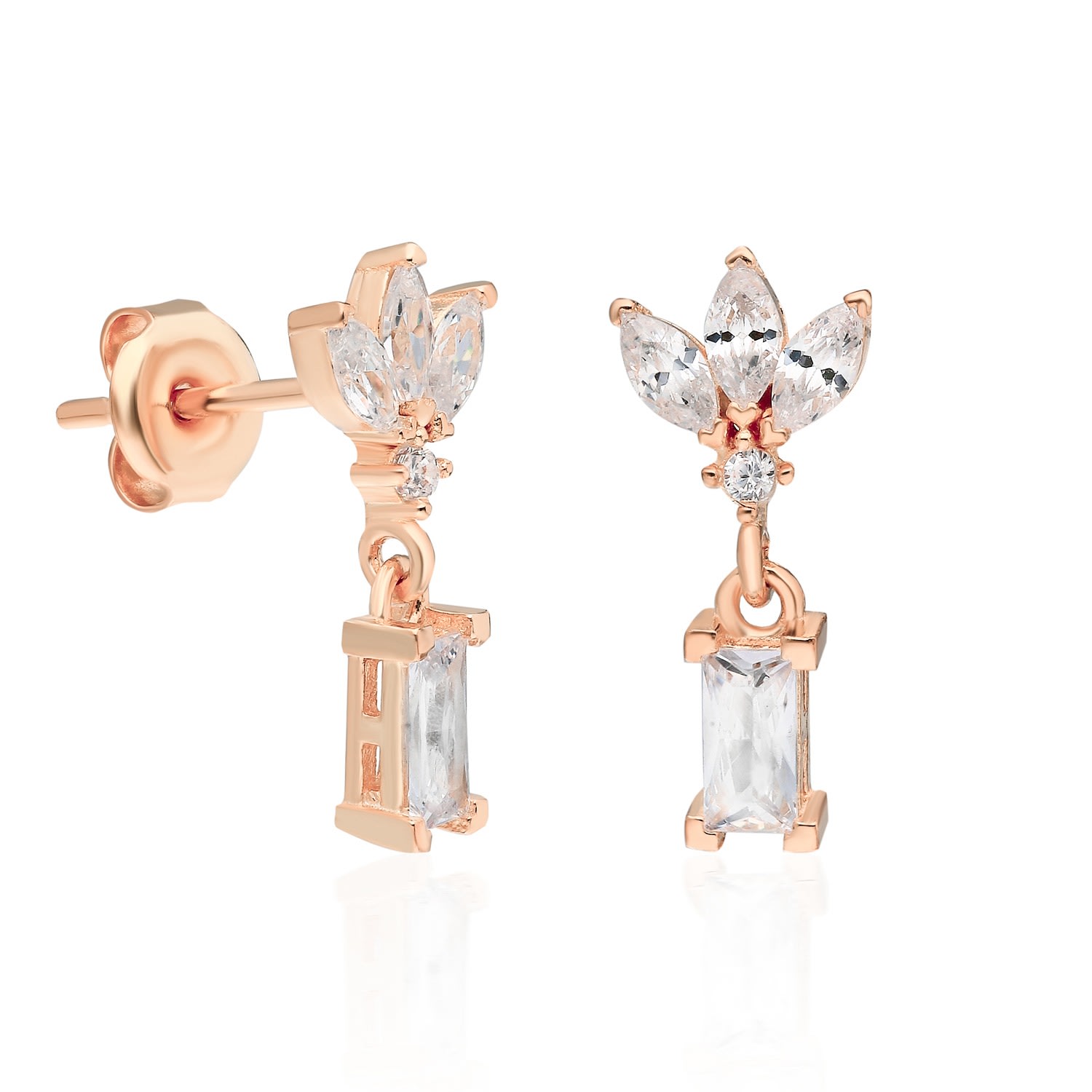 women's bella mia baguette earring - rose gold miss happiness