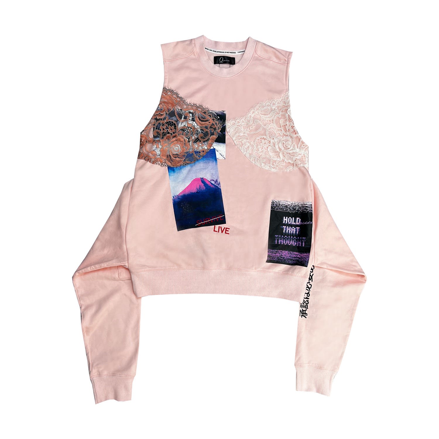Quillattire Women's Pink / Purple Pink Embroidered Sweatshirt With Lace Bra In Pink/purple