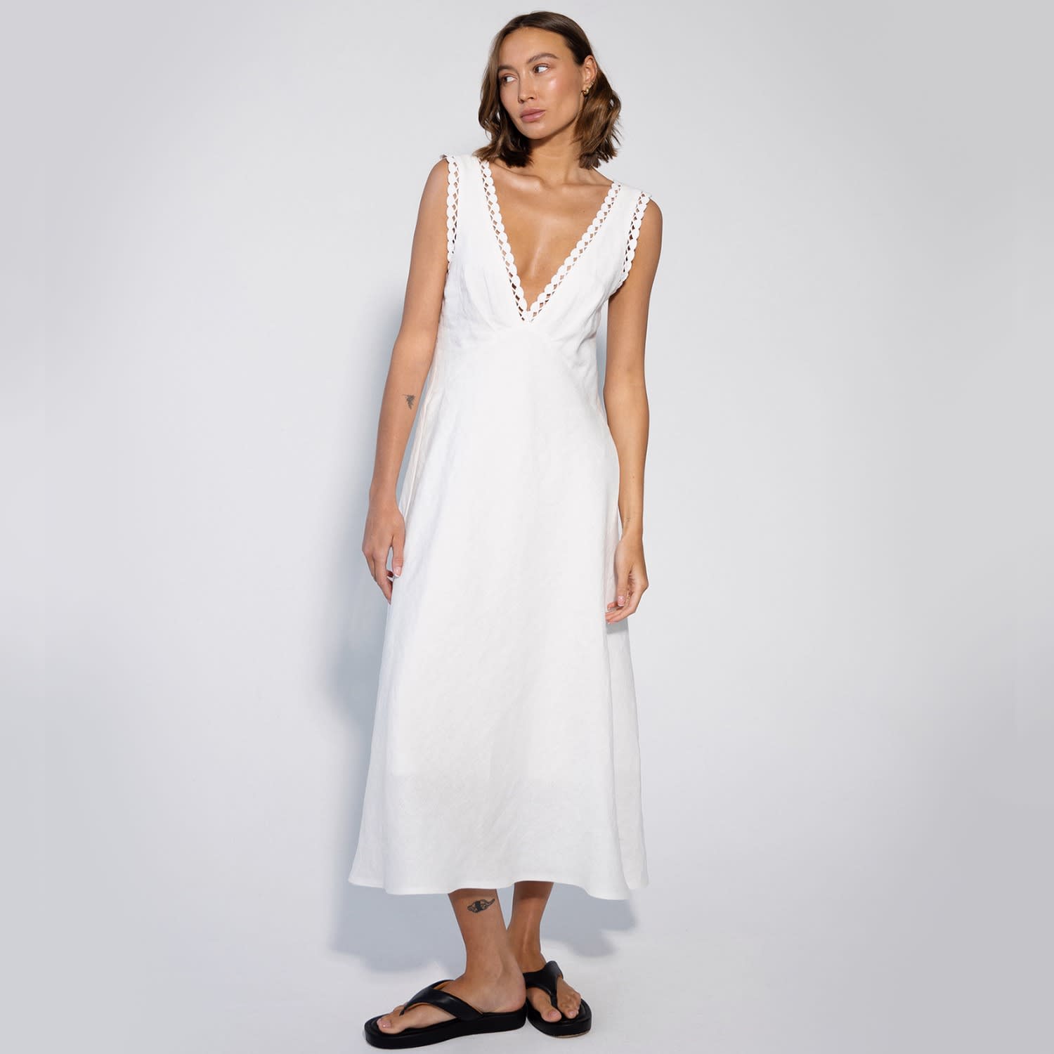 Designer white linen shop dresses