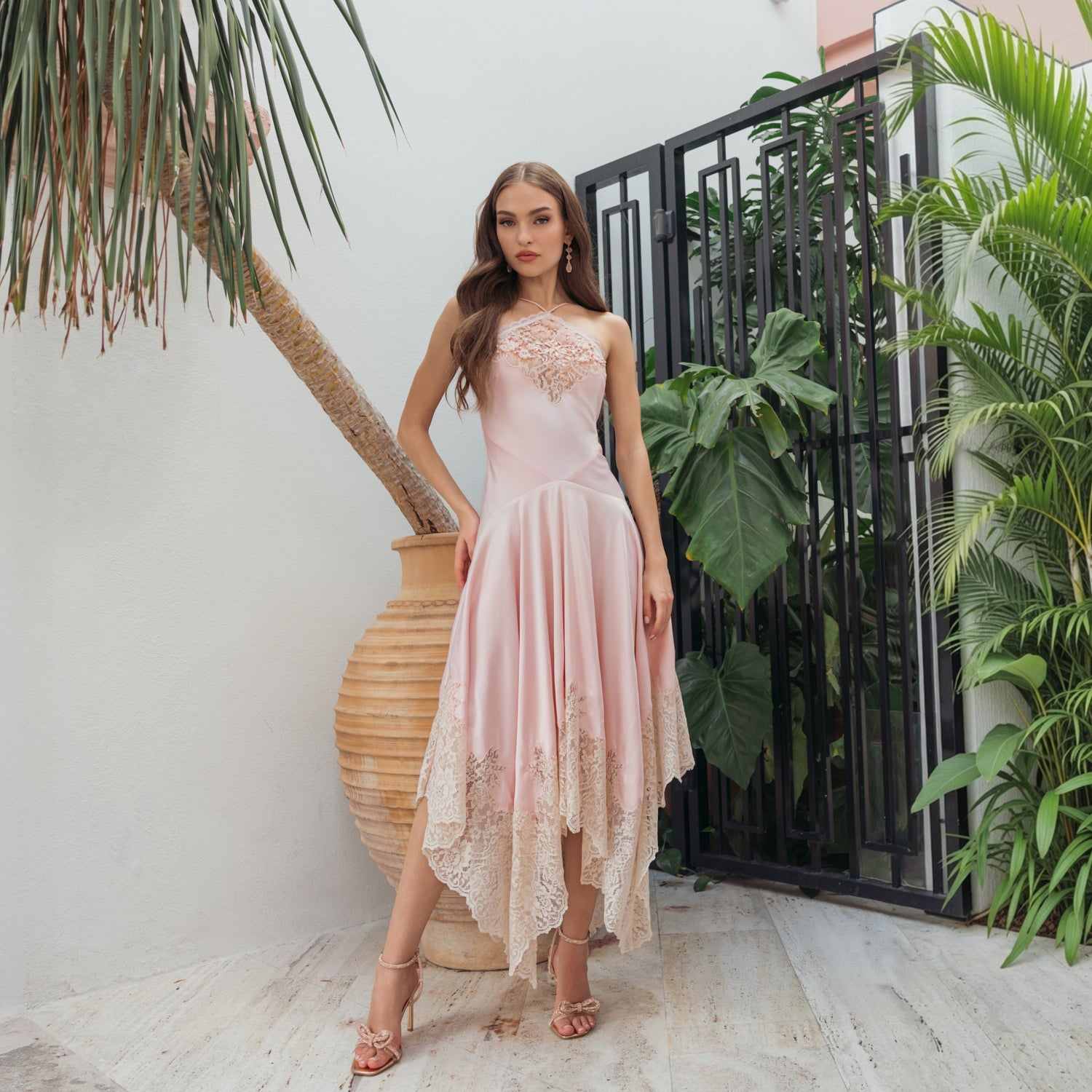 lace trim dress Scarlett Flutter Strap Mini show up and stun in the Lalisa Lace Trim Ruched Front Mini Dress Lace Trim Handkerchief Midi Dress