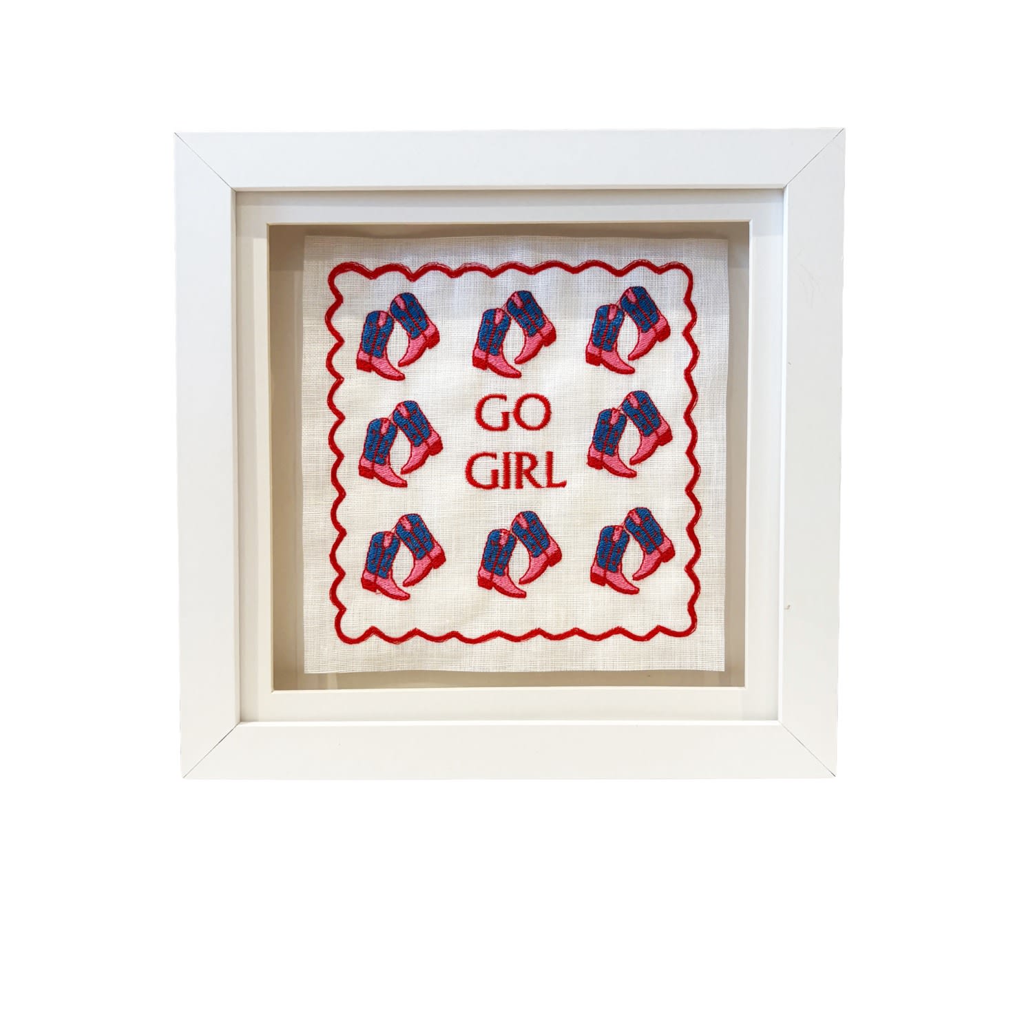 Lilly Loves Pink Go Girl Embroidered Wall Art In Pink