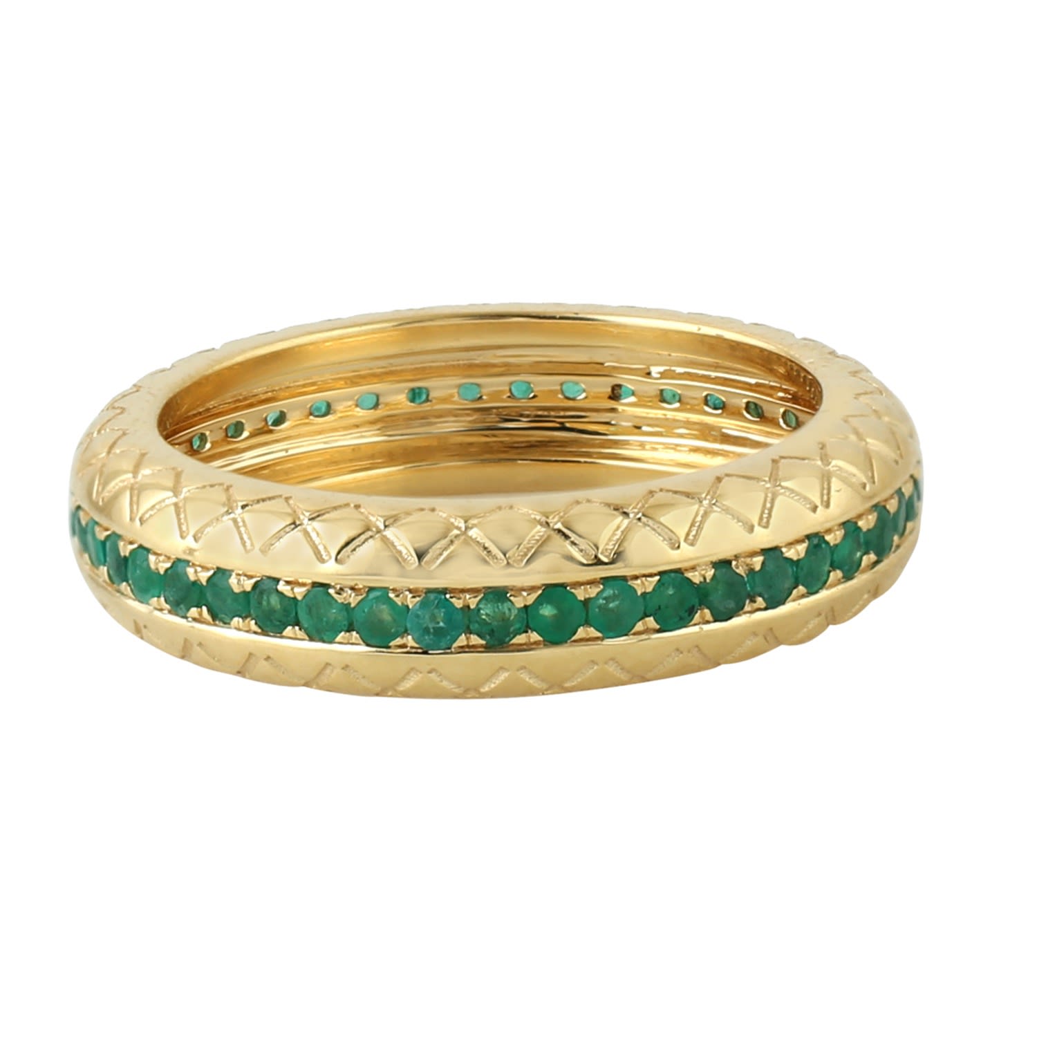 Women’s Gold / Green Handmade 18K Yellow Gold Natural Emerald Band Ring Artisan