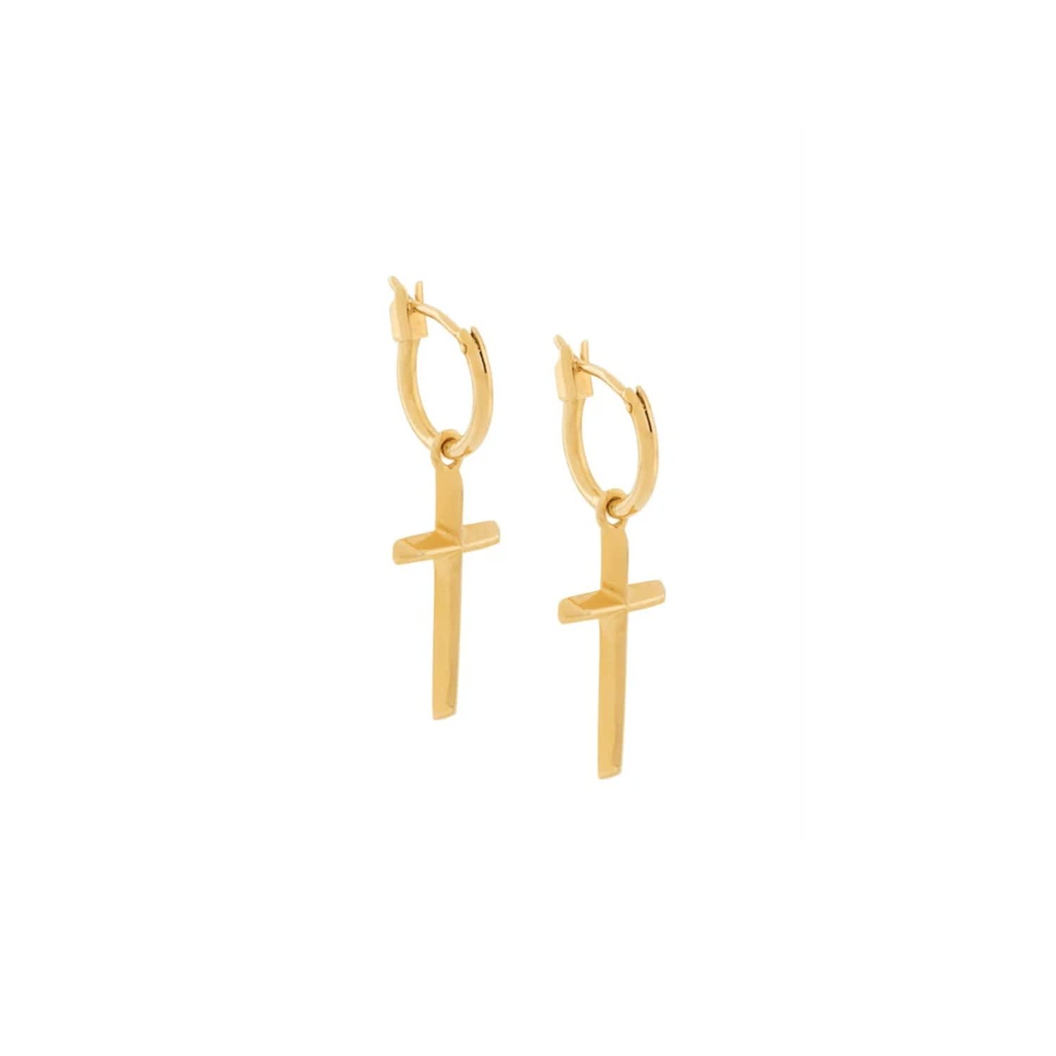 Gold Cross Hoop Earrings Coup De Coeur London Wolf Badger