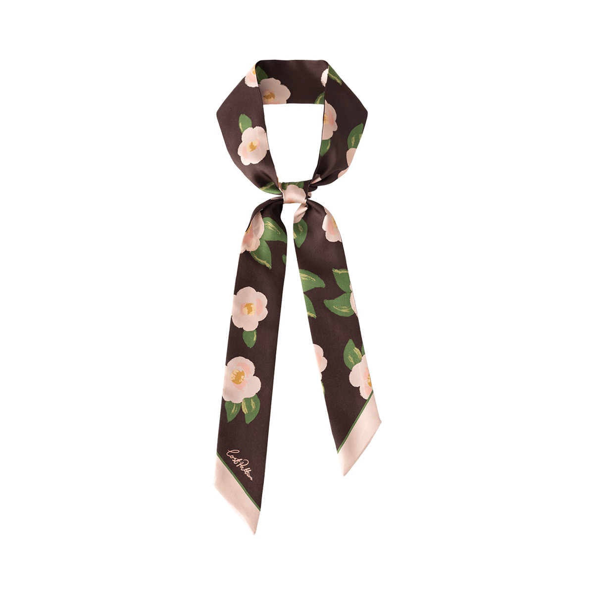 Lost Pattern Nyc Women's Camellia Silk Twill Neck Bow - Dark Brown In Brown