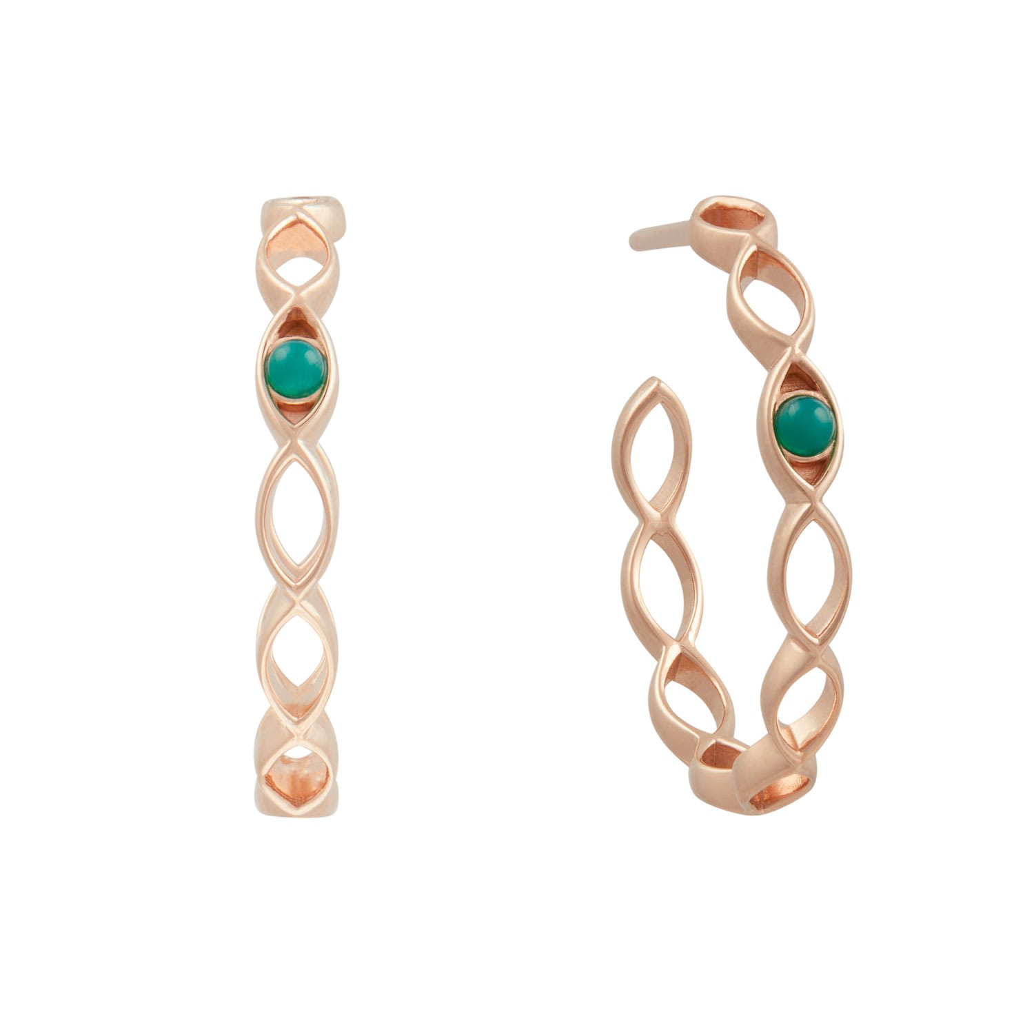 Women’s Gold Evil Eye Hoops - 18 Carat Rose Gold Soteria London