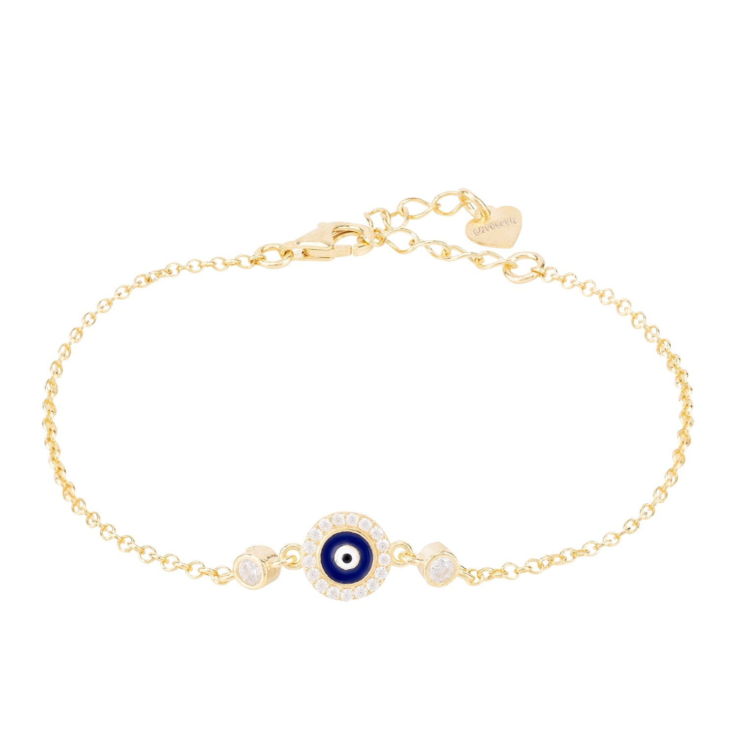 Women’s Gold / White / Blue Evil Eye Enamel Dark Blue Bracelet Gold Latelita