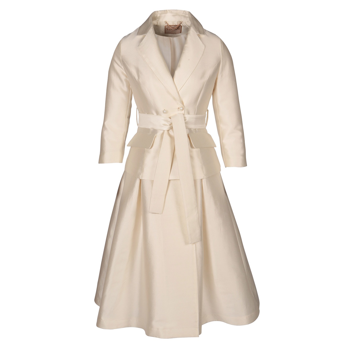 'Audrey' 100% Wool & Silk Dress Coat In Bianco | Santinni | Wolf