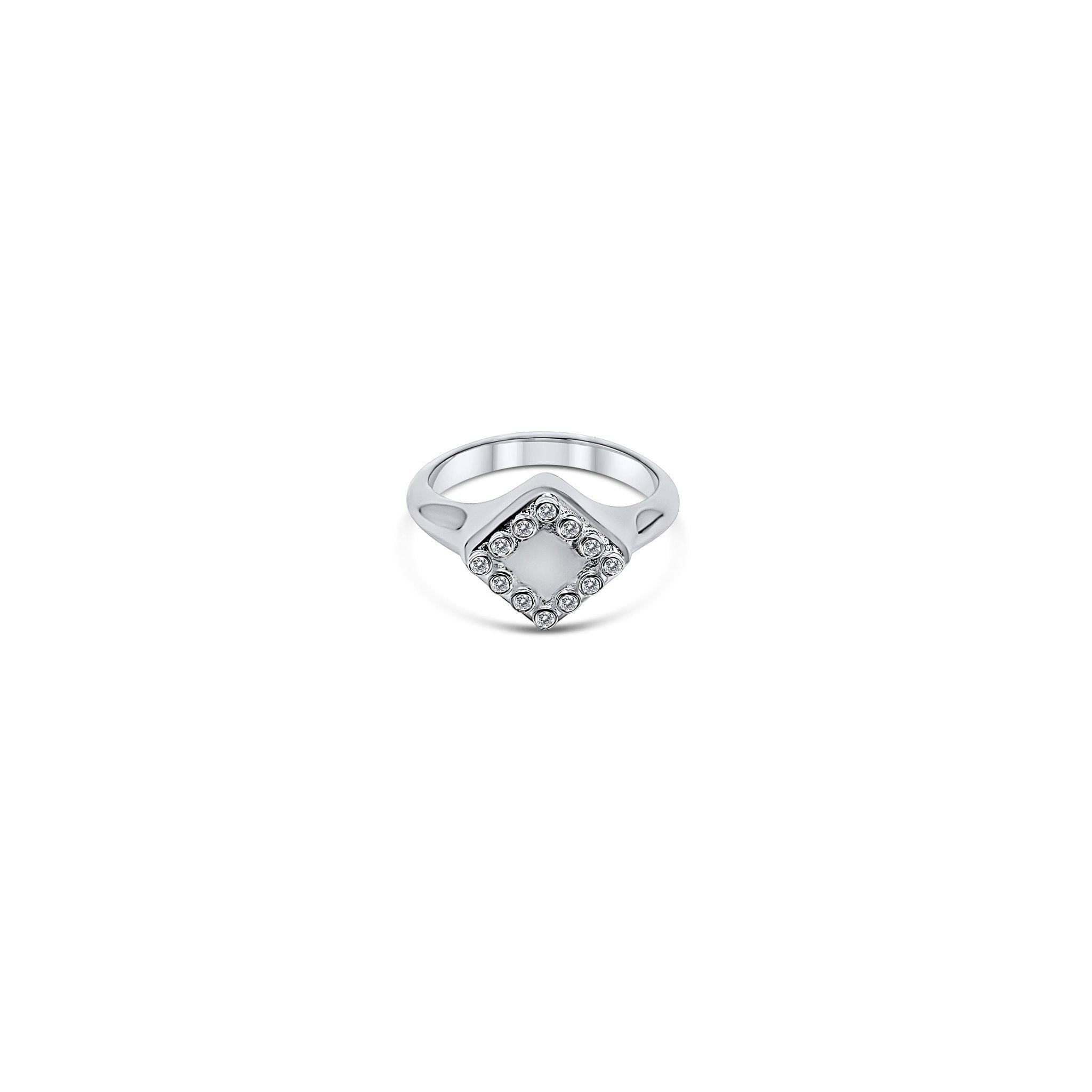 Rraine Jewelry Women's Silver Classic Signet Ring / Diamond In Silver