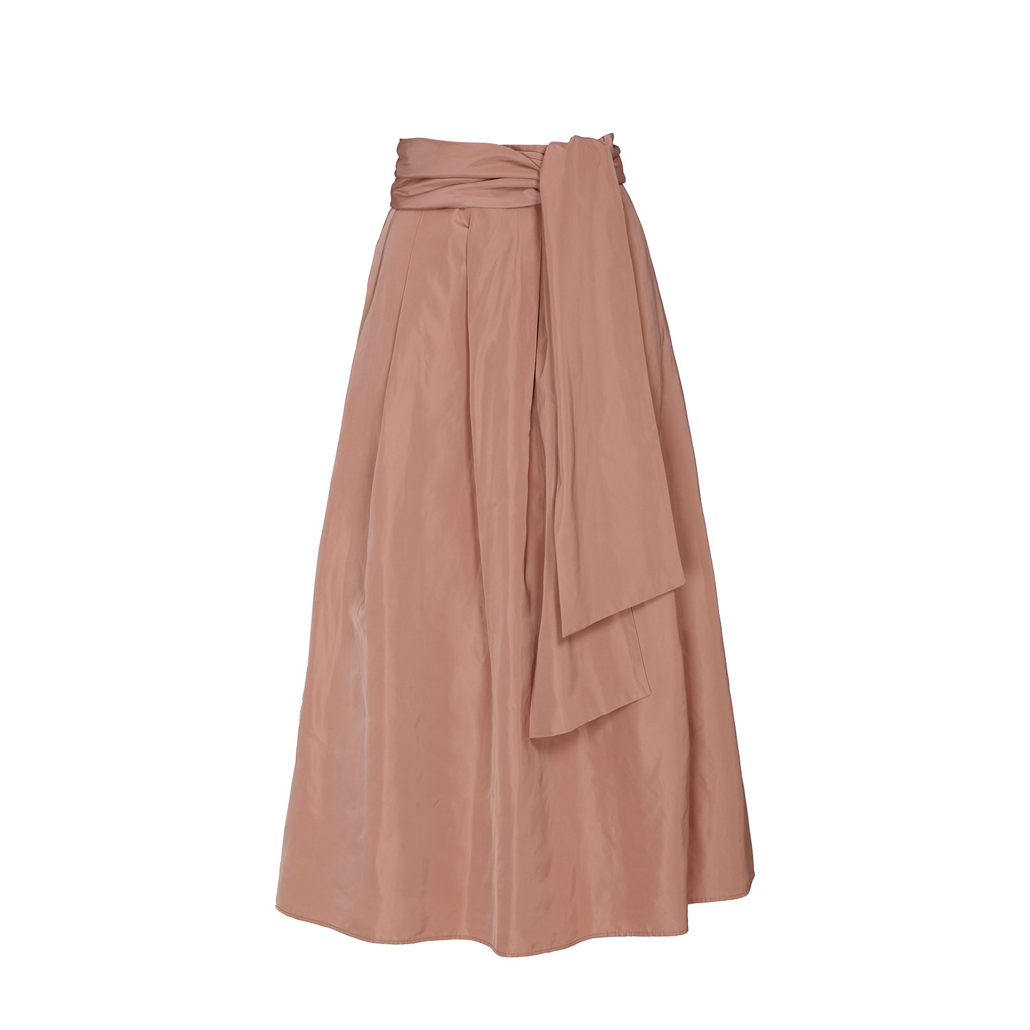 The Extreme Collection Women's Brown Beige Taffeta Midi Skirt With Bow