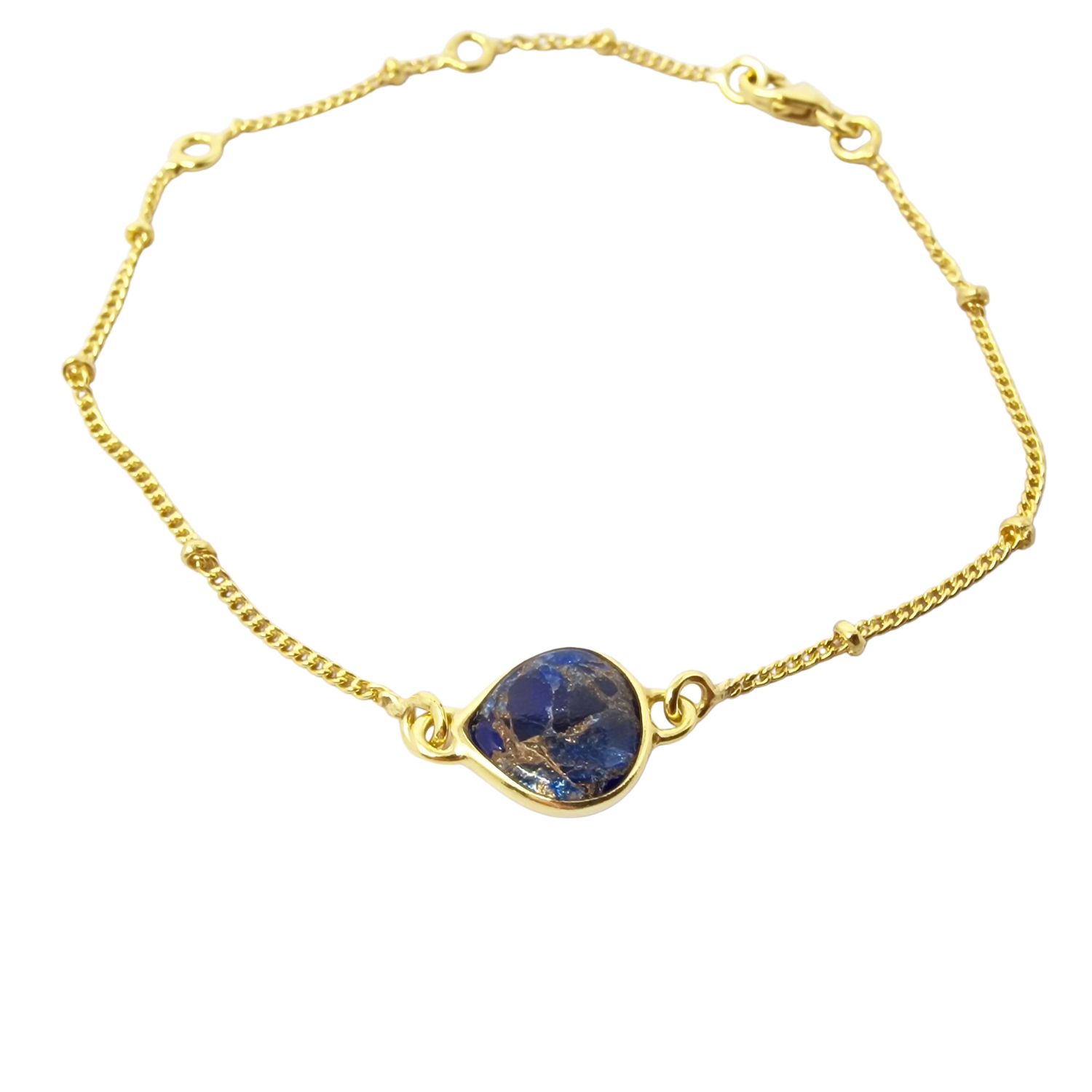 Harfi Women's Blue Gold Vermeil Plated Adjustable Sapphire September Birthstone Crystal Bracelet In Blue