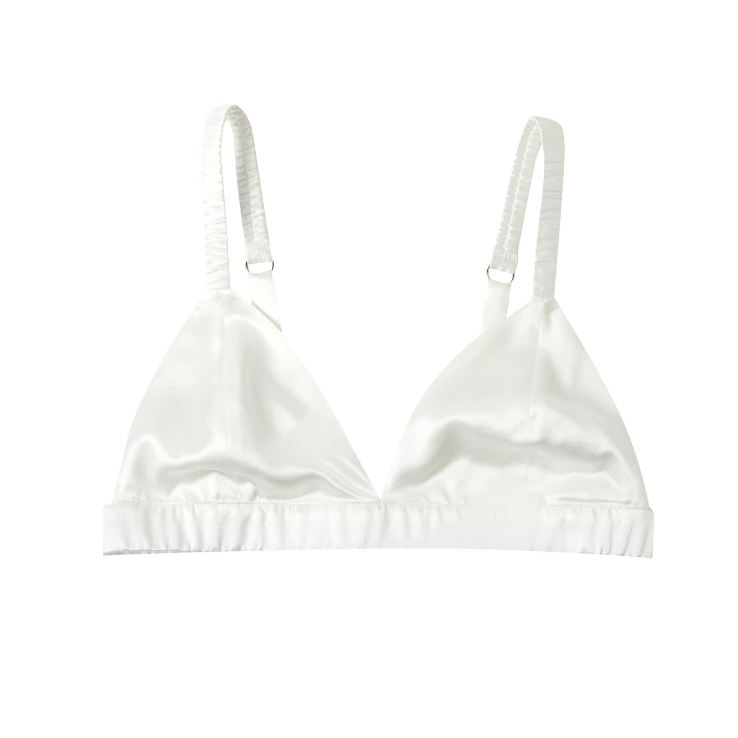 Classic Pure Silk Bralette - White, Soft Strokes Silk