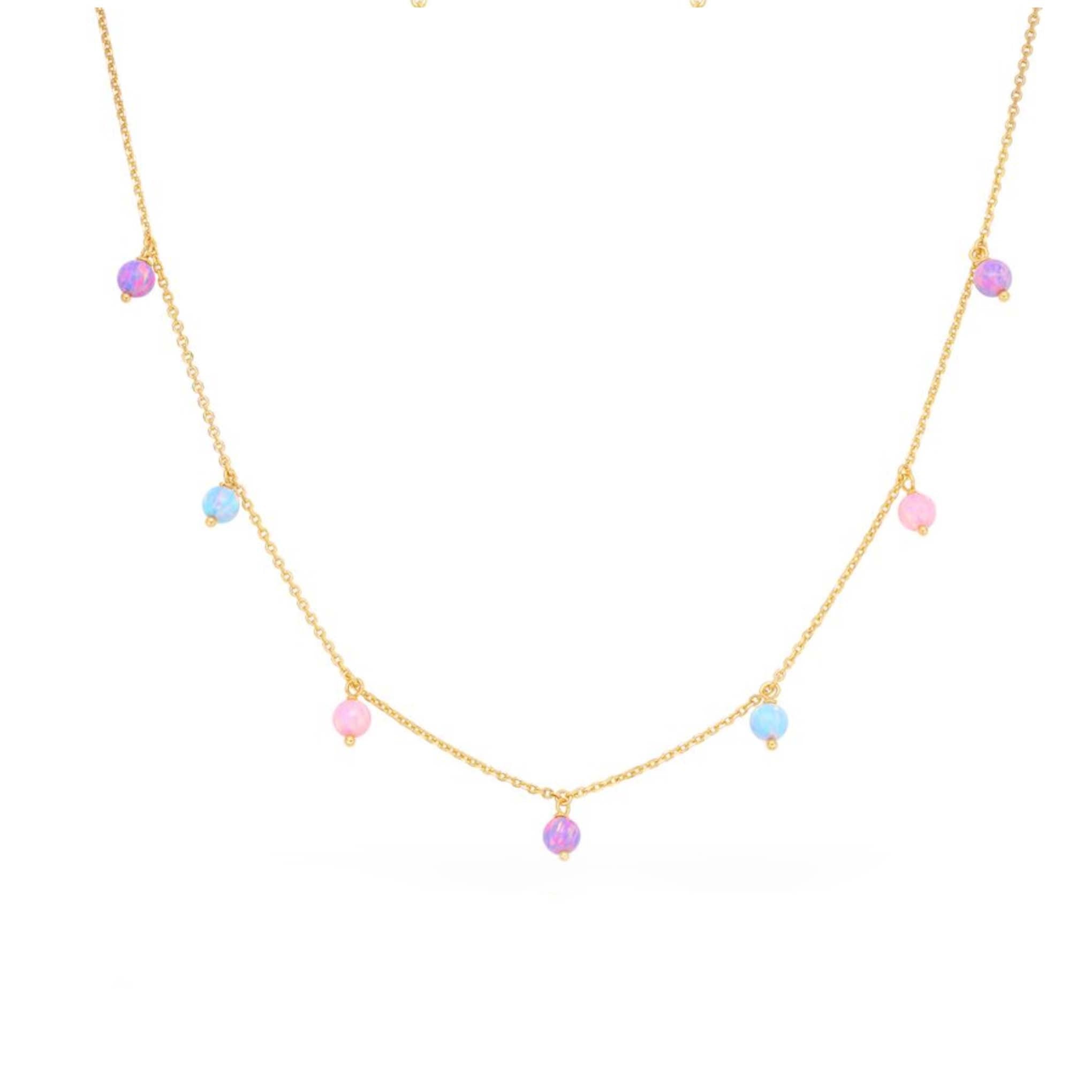 La Kaiser Women's Gold Cotton Candy Opal Droplet Necklace In Brown