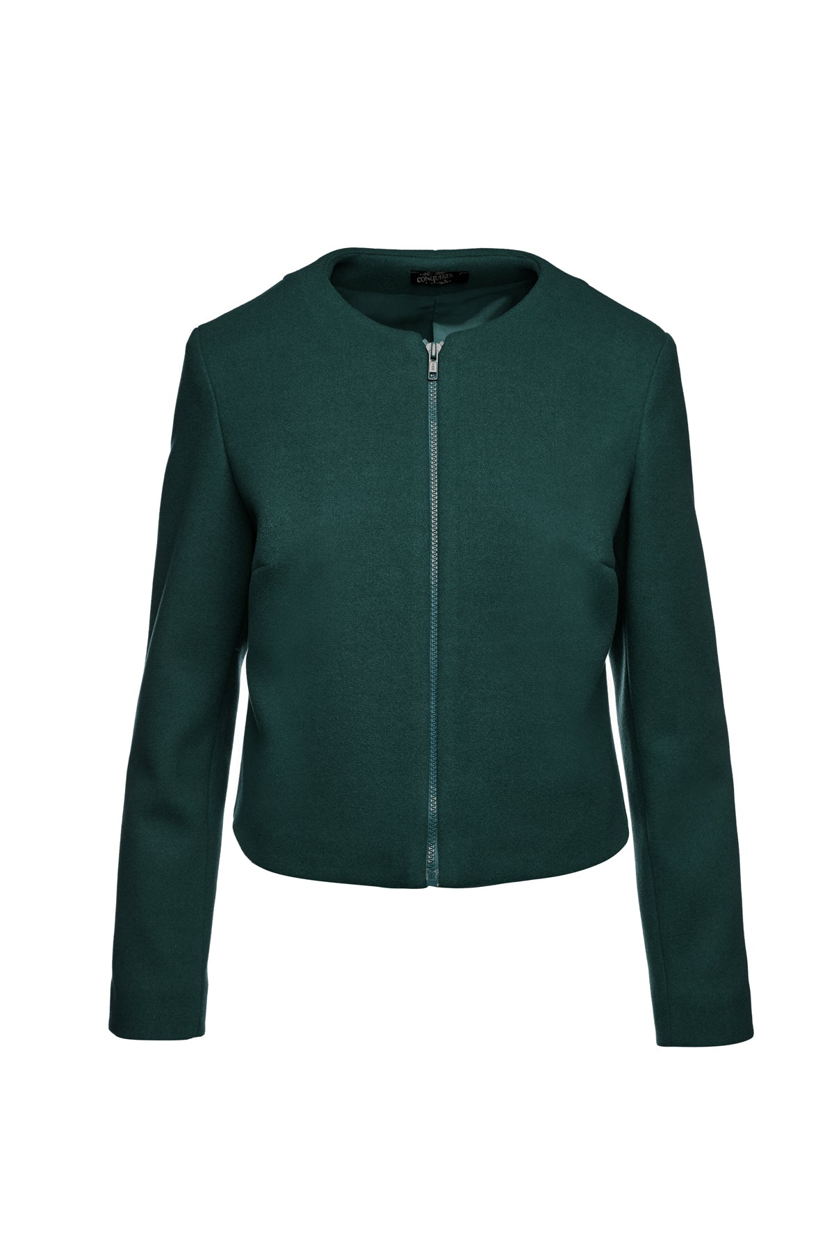 Conquista Women's Dark Green Faux Mouflon Winter Jacket In Green