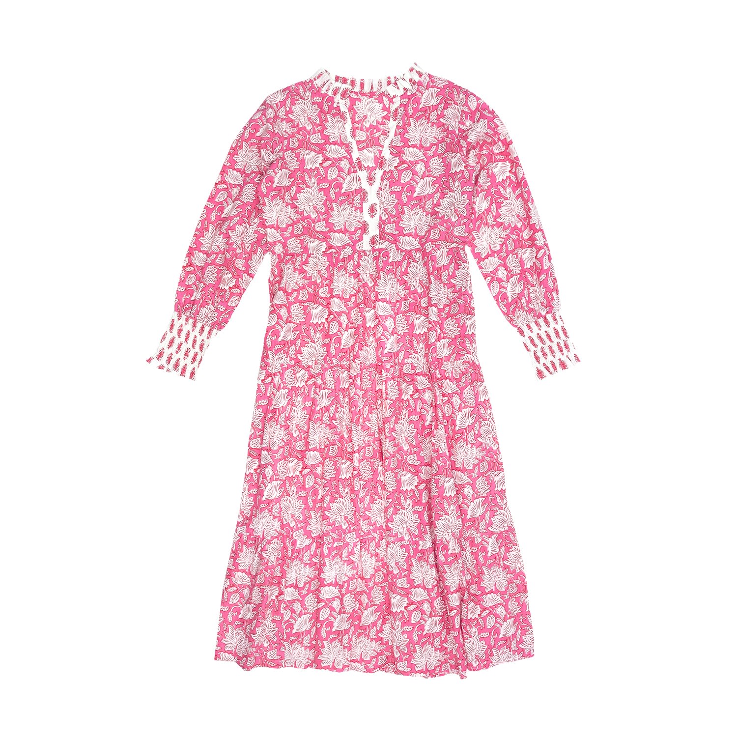 Inara Women's Pink / Purple / White Indian Cotton Peony Paisley Print Dress In Pink/purple/white