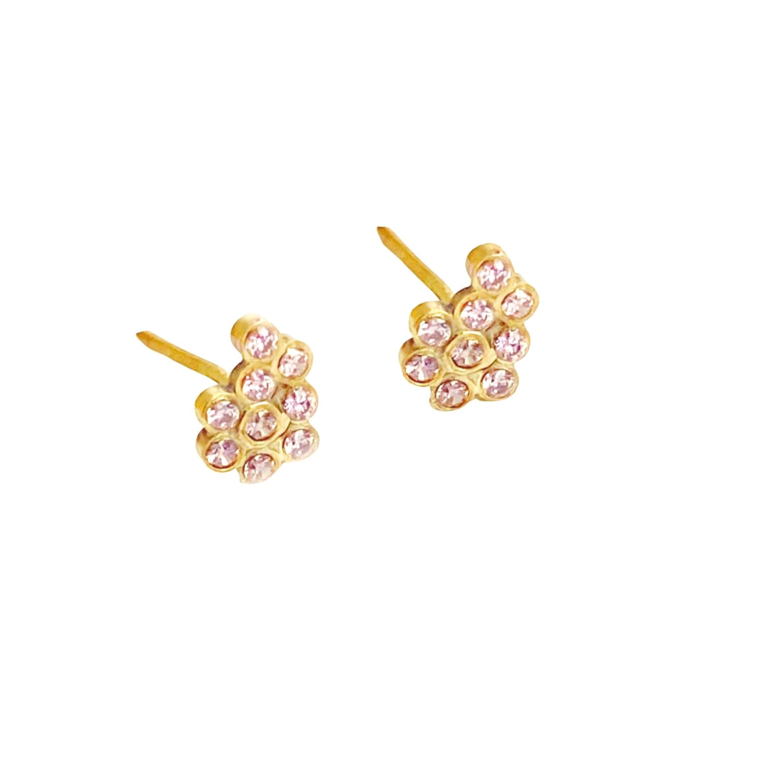 Women’s Gold Fizzy Gigs Pink Sapphire Cluster Stud Earrings Lily Flo Jewellery