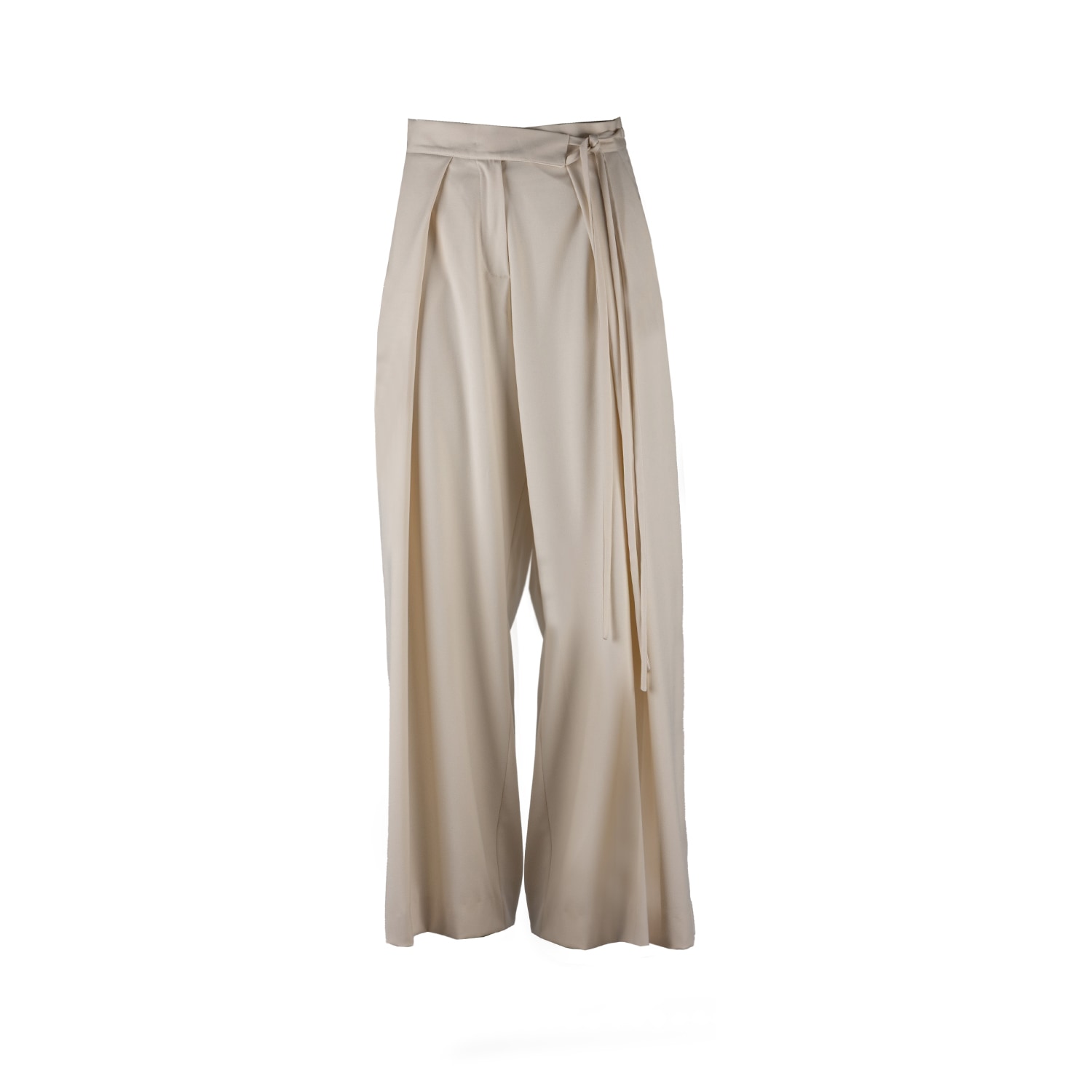 Una Berzina Women's White / Neutrals Ivory Wide-leg Trousers With Asymmetrical Closure In Neutral