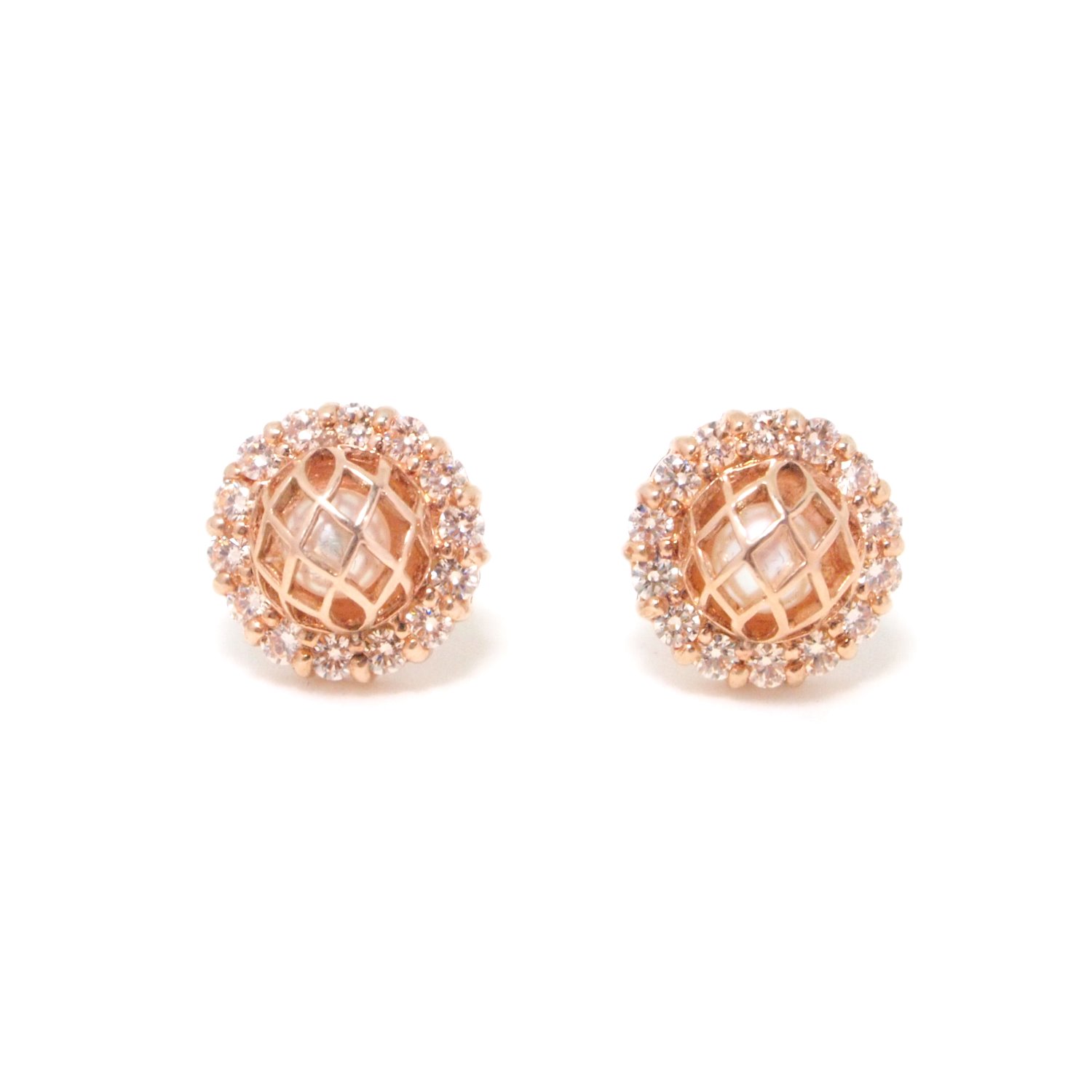 Women’s Small Signature Cz Earrings Rose Gold Matara