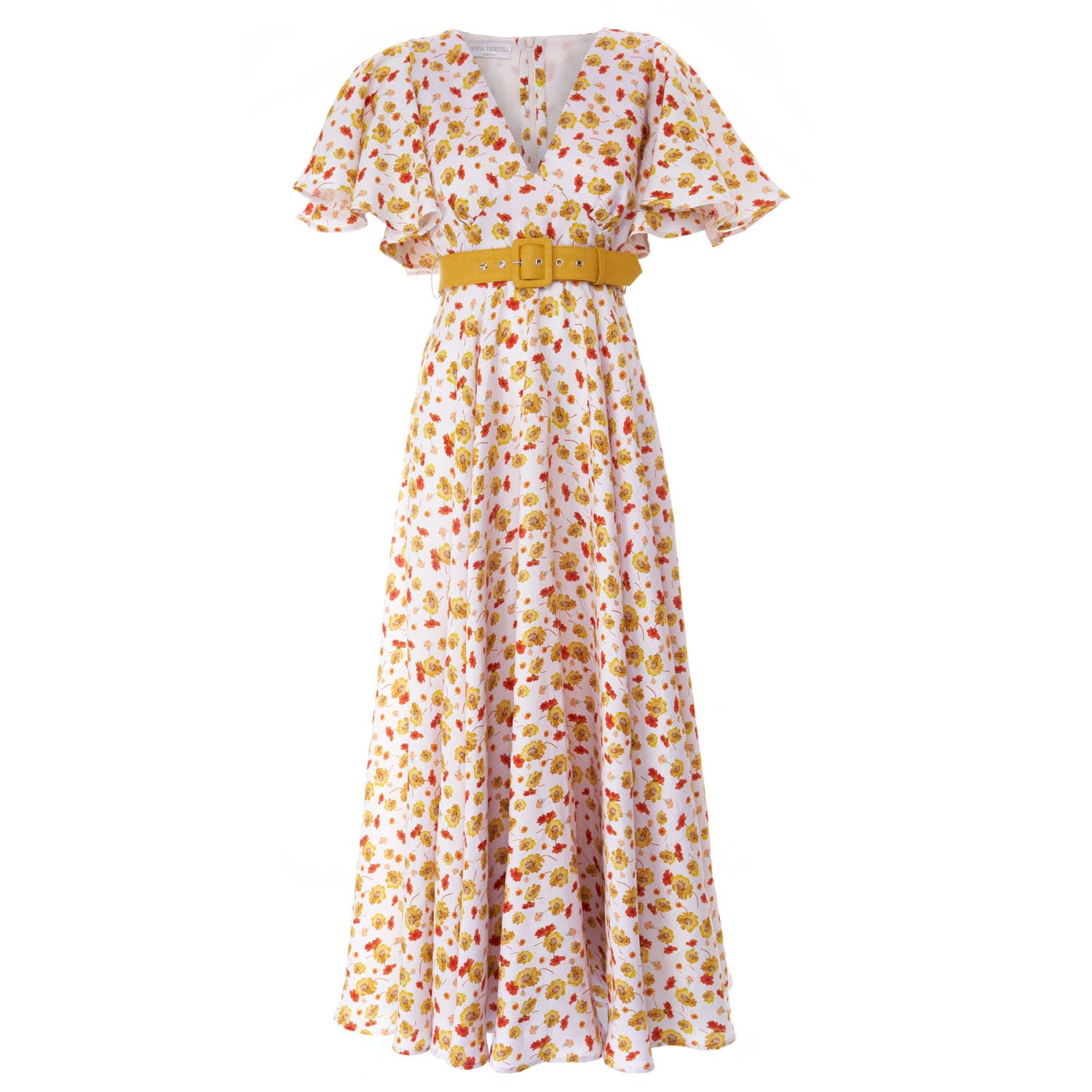 Women’s White / Yellow / Orange Orange Summer Linen Dress Small Sofia Tsereteli