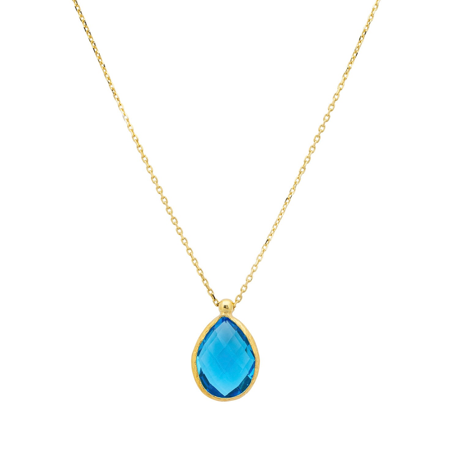 Latelita Women's Blue / Gold Petite Drop Necklace Gold Blue Topaz Hydro In Multi