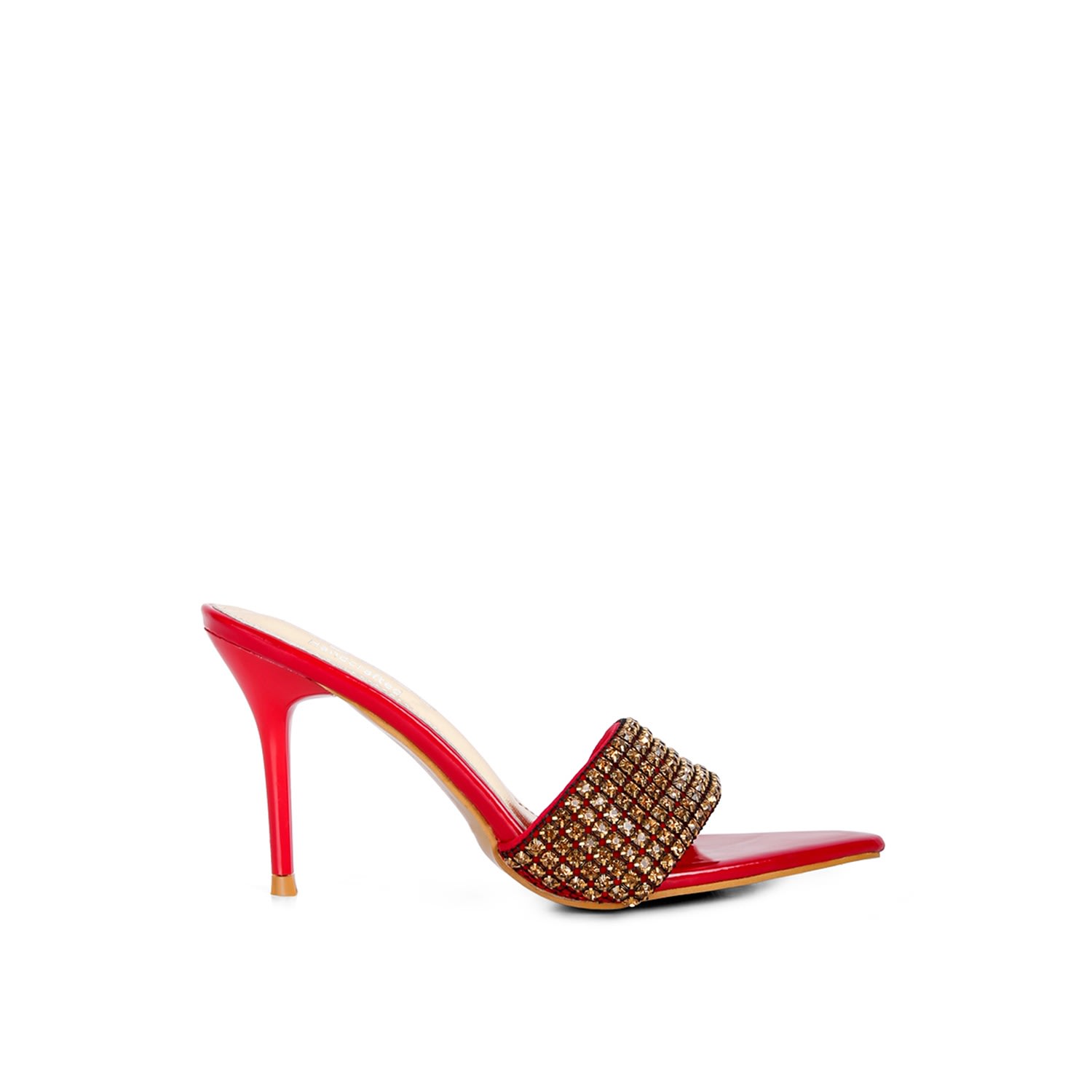 Women’s Adina Diamante Strap Pointed Heel Sandals In Red 7 Uk Rag & Co.