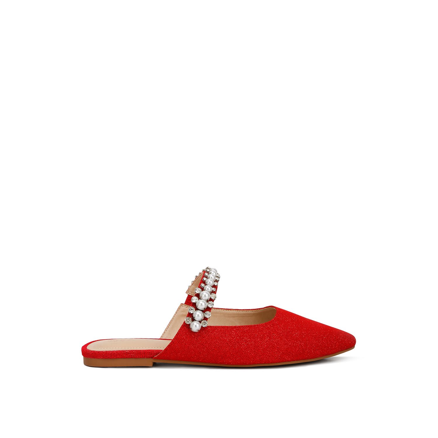 Women’s Geode Pearl Embellished Slip On Mules In Red 7 Uk Rag & Co.