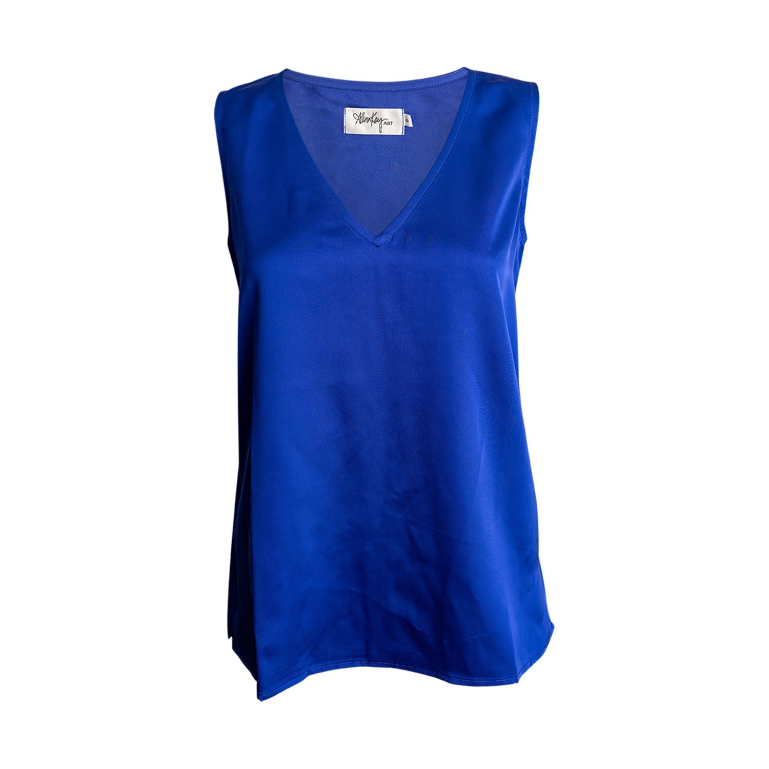 Women’s Katie Sleeveless V-Neck Blouse - Blue Large Alanakayart