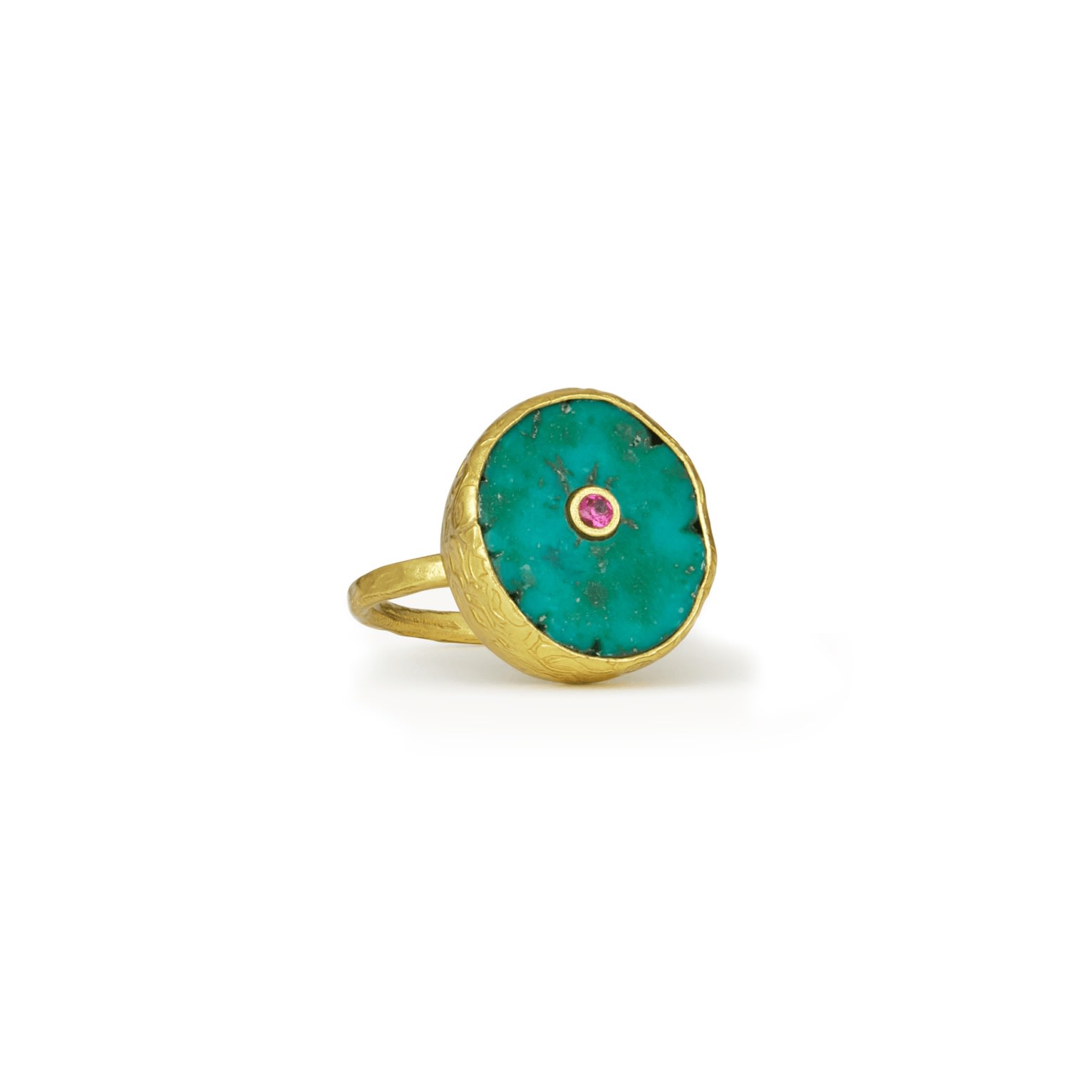 Women’s Gold / Blue Amalfi Turquoise Cocktail Ring Ottoman Hands