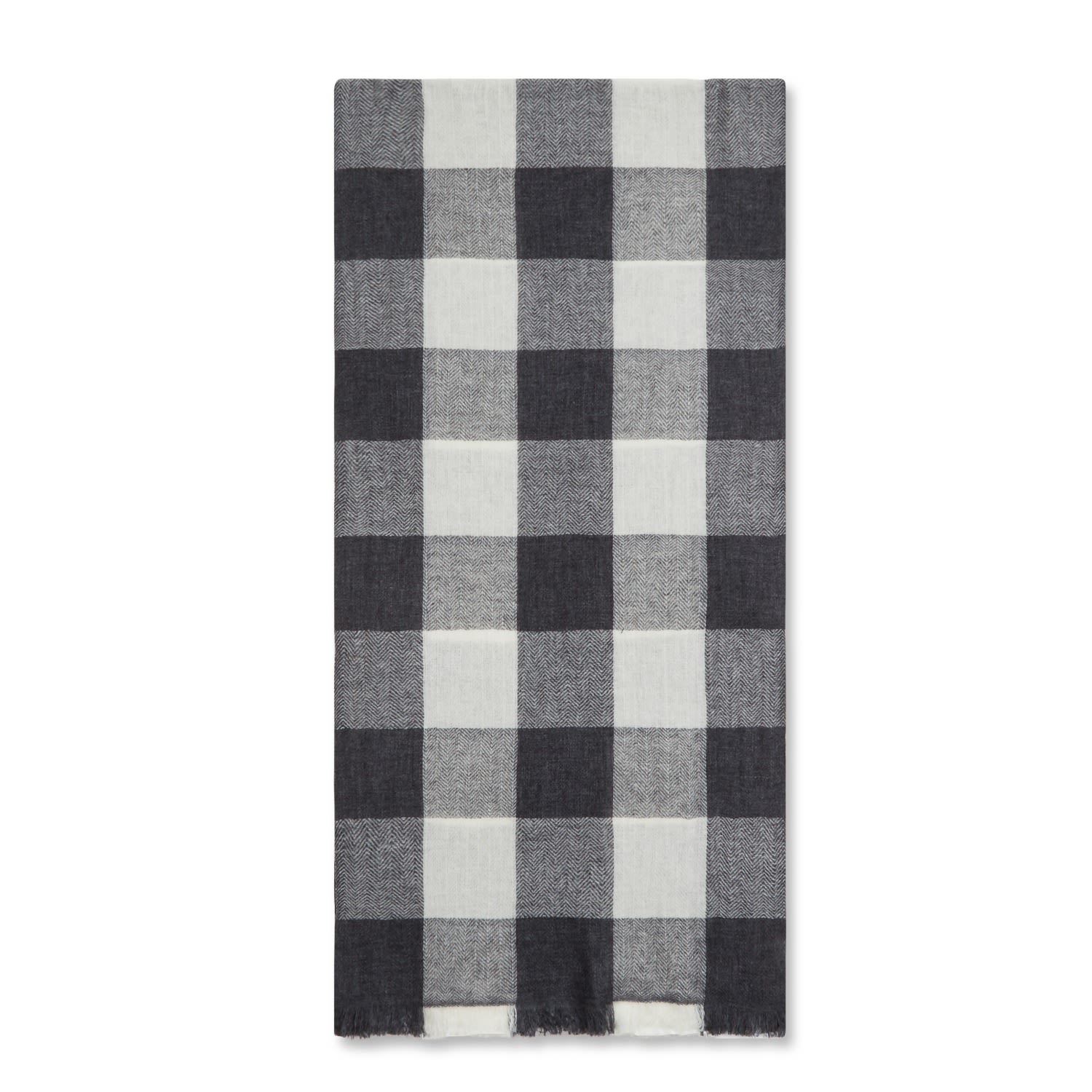 Men’s Cashmere & Merino Wool Scarf - Grey & White Check Burrows & Hare