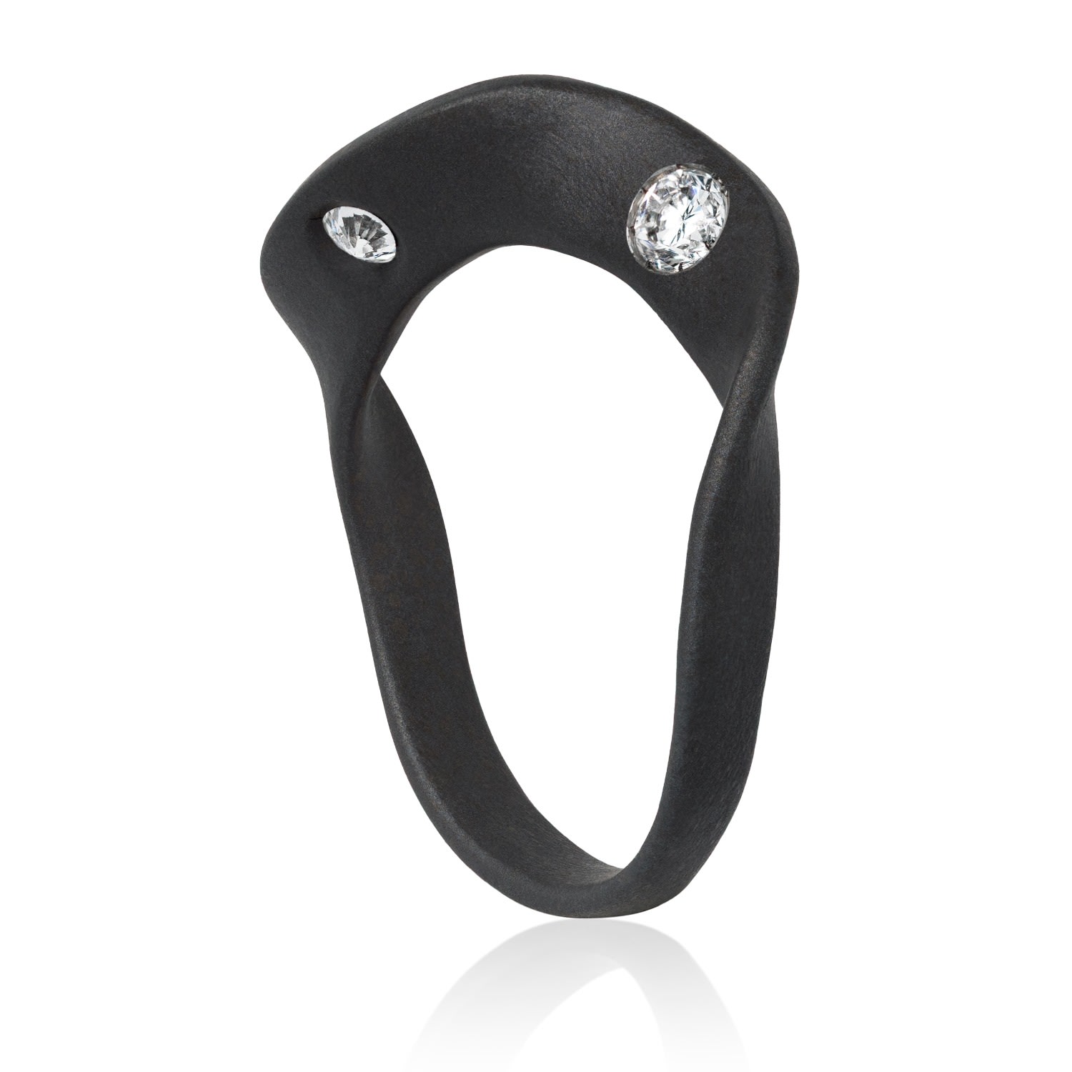 Women’s Black Ring Onda Diamond & Titanium Gi by Giselle