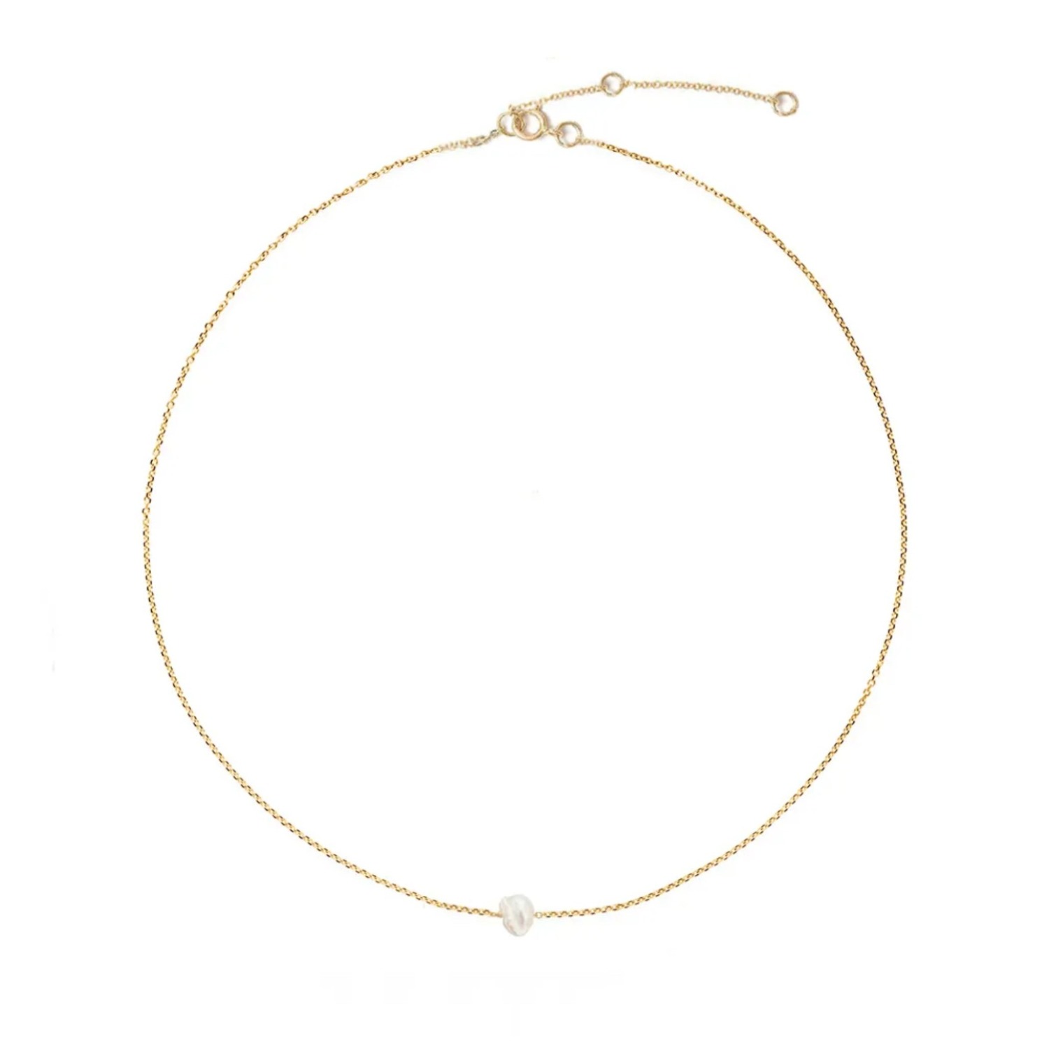 Ella Palm Women's White / Gold Cassis Keshi Single Pearl Gold Fine Necklace