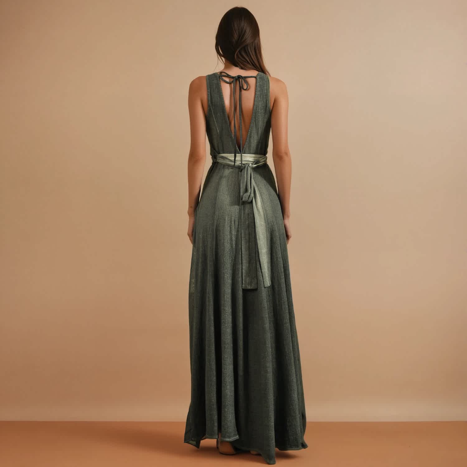 green boho formal dress Emerald Green Satin Beaded Evening Dresses One Shoulder Prom Dress FD3 –  Viniodress main image 0