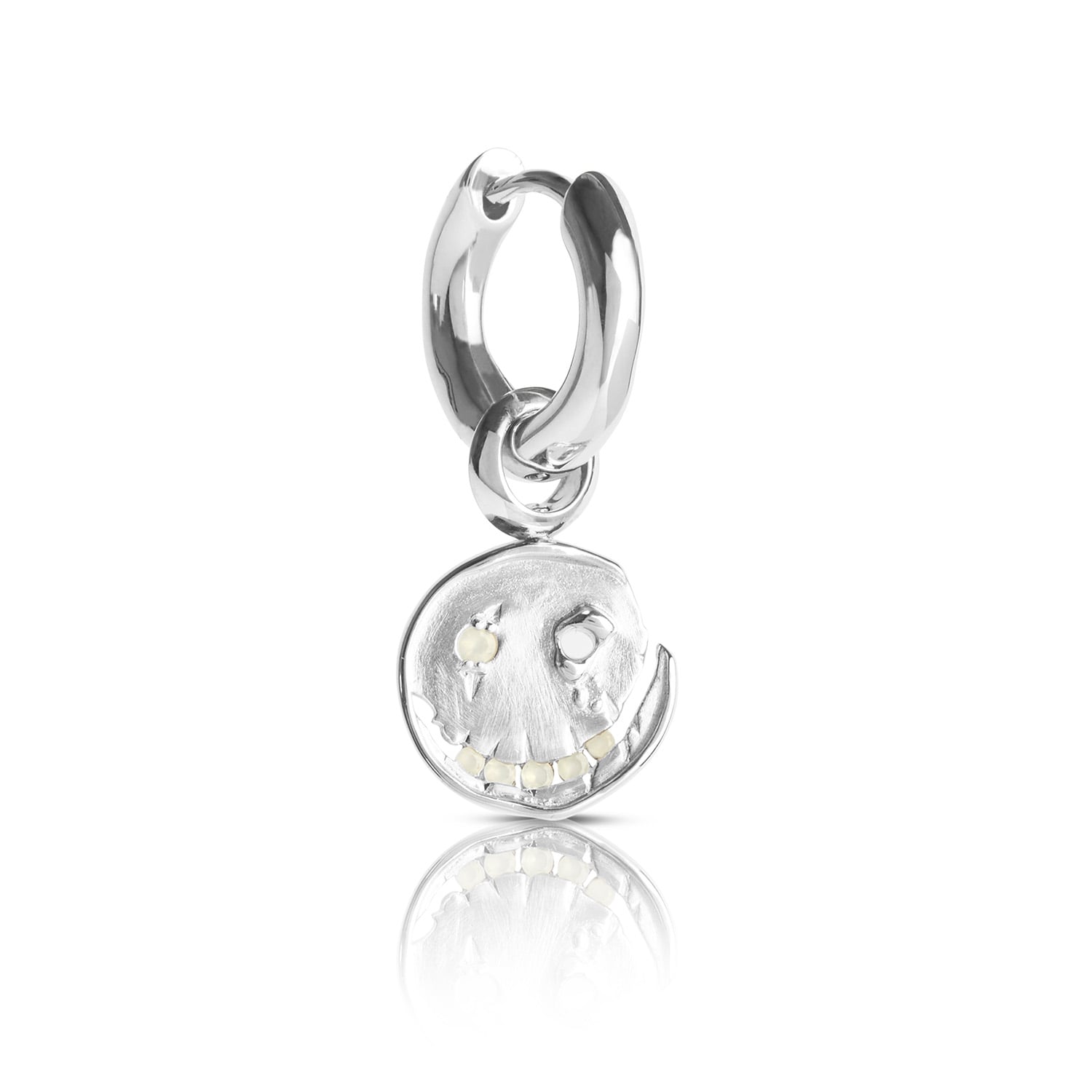 Kasun Women's Smile Hoop Earrings – June – Moon Stoone- Silver