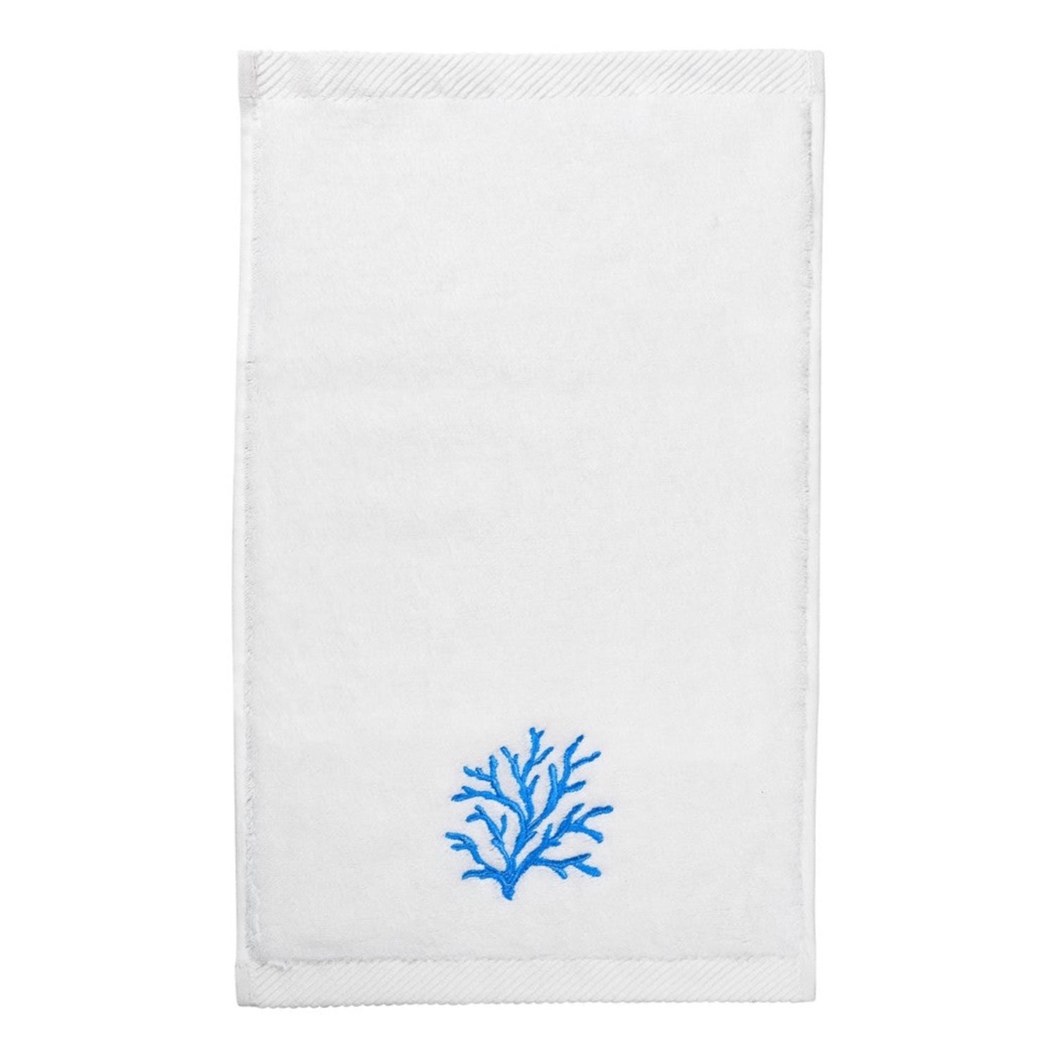 Km Home Collection Turquoise Coral Embroidery Hand Towel In Blue/orange