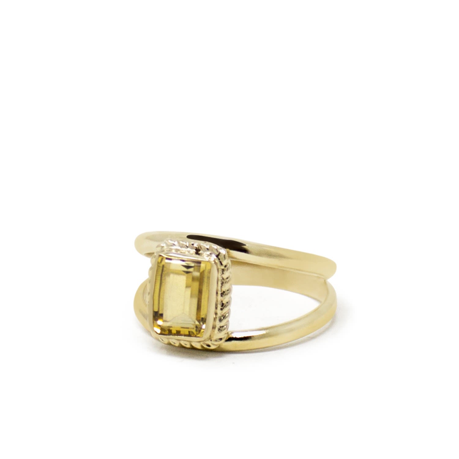 Vintouch Italy Women's Yellow Luccichio Gold Vermeil Citrine Stacking Ring In Yellow