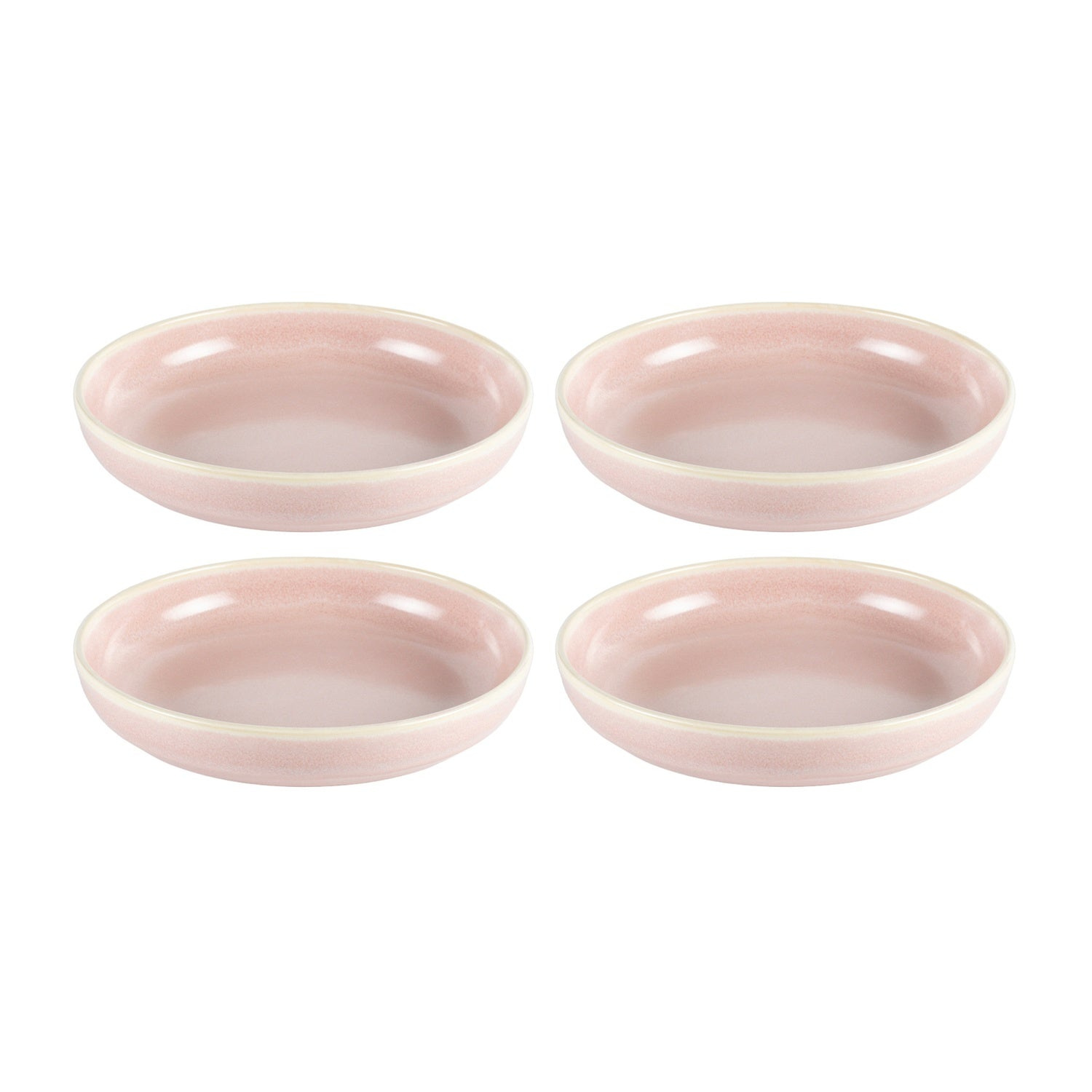 Turgla Home Pink / Purple Pink Pott Breakfast Bowl Round Pink Porcelain Set Of Four